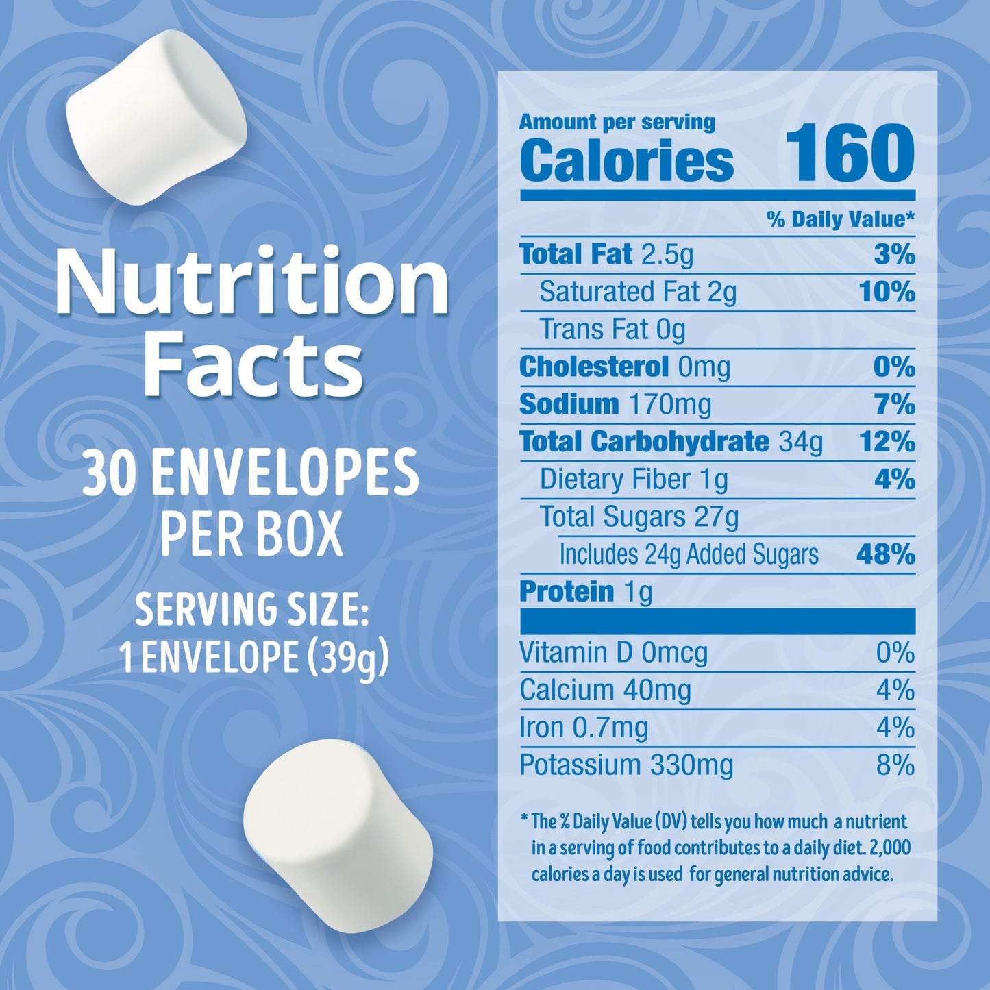Swiss Miss Chocolate Hot Cocoa Mix With Marshmallows, 1.38 oz., 30-Count Envelopes