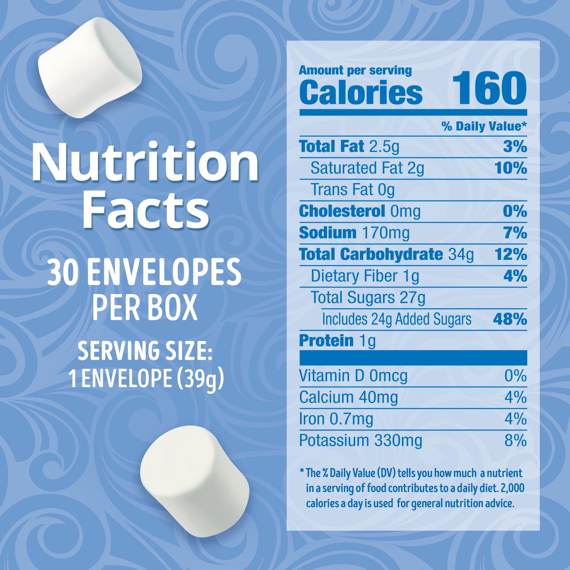 Swiss Miss Chocolate Hot Cocoa Mix With Marshmallows, 1.38 oz., 30-Count Envelopes