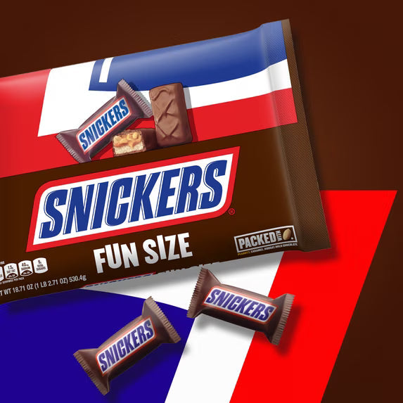 Snickers Fun Size Chocolate Bars, 18.71 oz Jumbo Candy Bag( pack of 2)