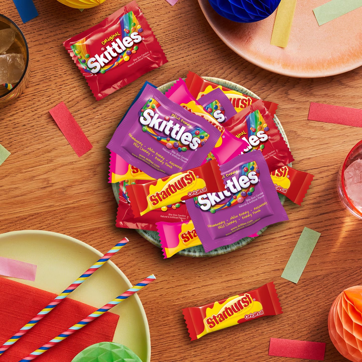 Skittles & Starburst Fun Size Chewy Candy Variety Bag, Party Size - 20.13 oz Bulk Bag