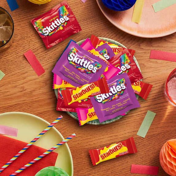 (pack of 2)Skittles & Starburst Fun Size Chewy Candy Variety Bag, Party Size - 20.13 oz Bulk Bag