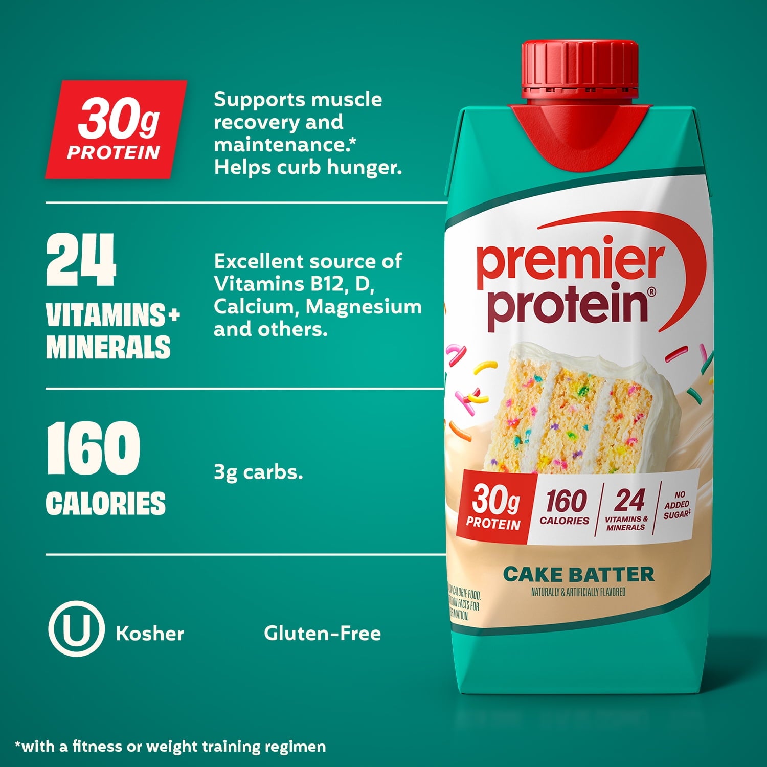 Premier Protein Shake, Cake Batter Delight, 30g Protein, 11 Fl Oz, 4 Ct