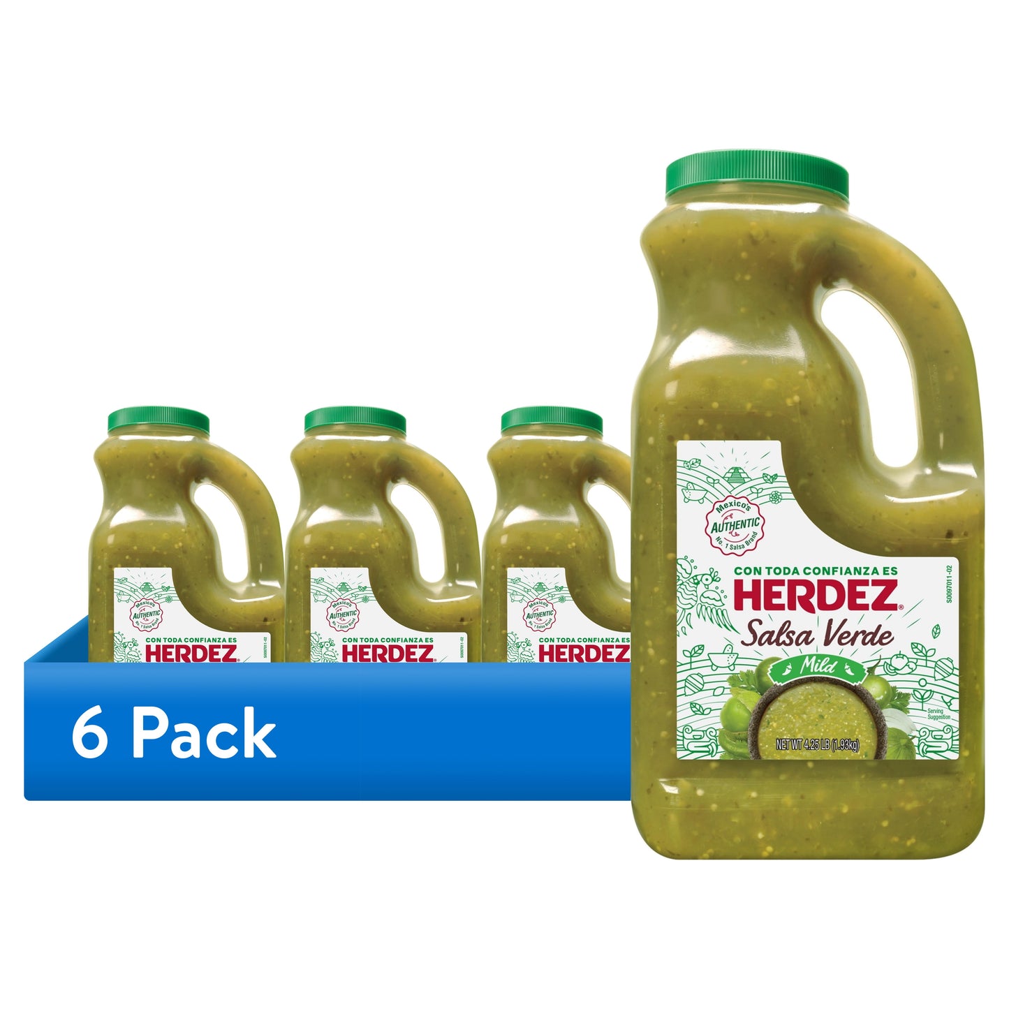 HERDEZ Salsa Verde Mild, Tortilla Chip Dip, Shelf Stable, Large 68 oz Plastic Jug