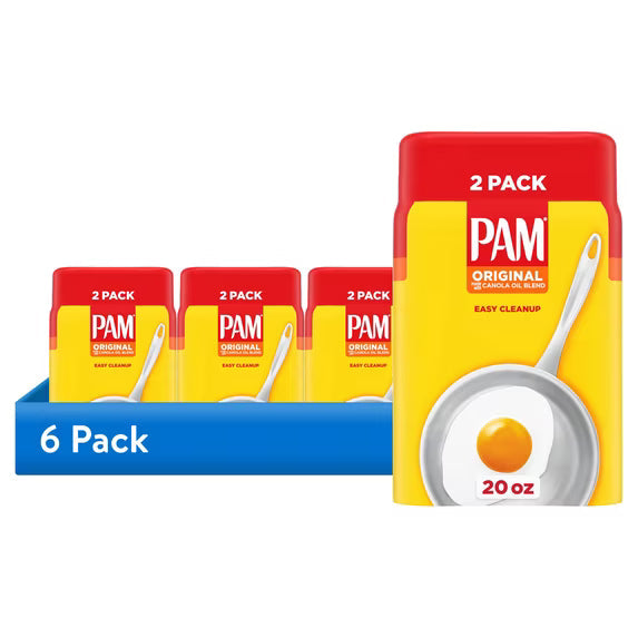 (6 pack) PAM Original Non-Stick Cooking Spray, Canola Oil Blend, Great for Air Fryer, Baking & Grilling, 10 oz., 2-Count