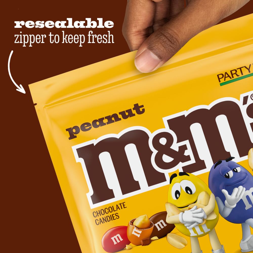 M&M'S Peanut Milk Chocolate Candy Bulk Pack, Party Size, 38 oz Bag
