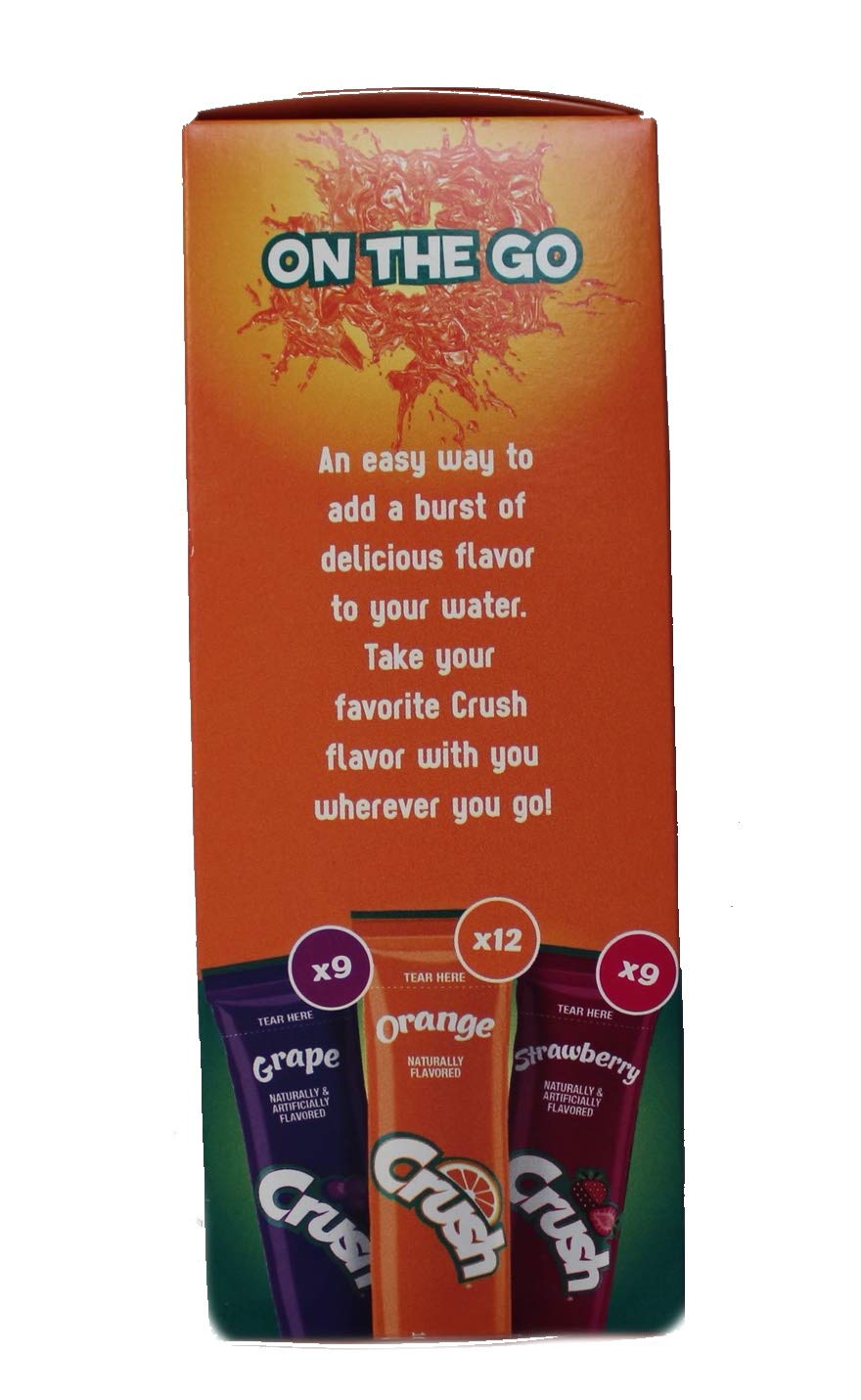 Crush Singles Grape, Orange, Strawberry To Go Sugar Free Drink Mix Variety Pack 2.75 oz Pack of 30 Sticks