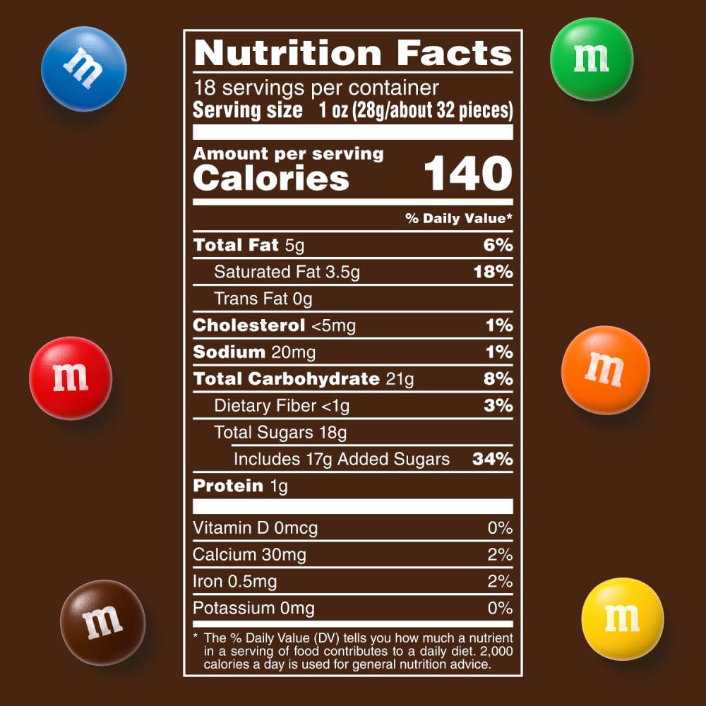 M&M'S Milk Chocolate Candy, Family Size, 18 oz Resealable Bulk Candy Bag
