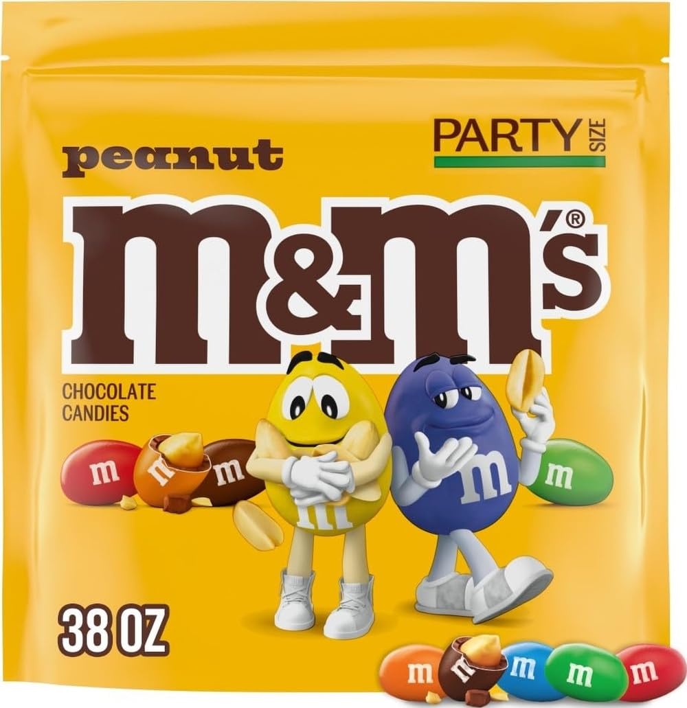 M&M'S Peanut Milk Chocolate Candy Bulk Pack, Party Size, 38 oz Bag