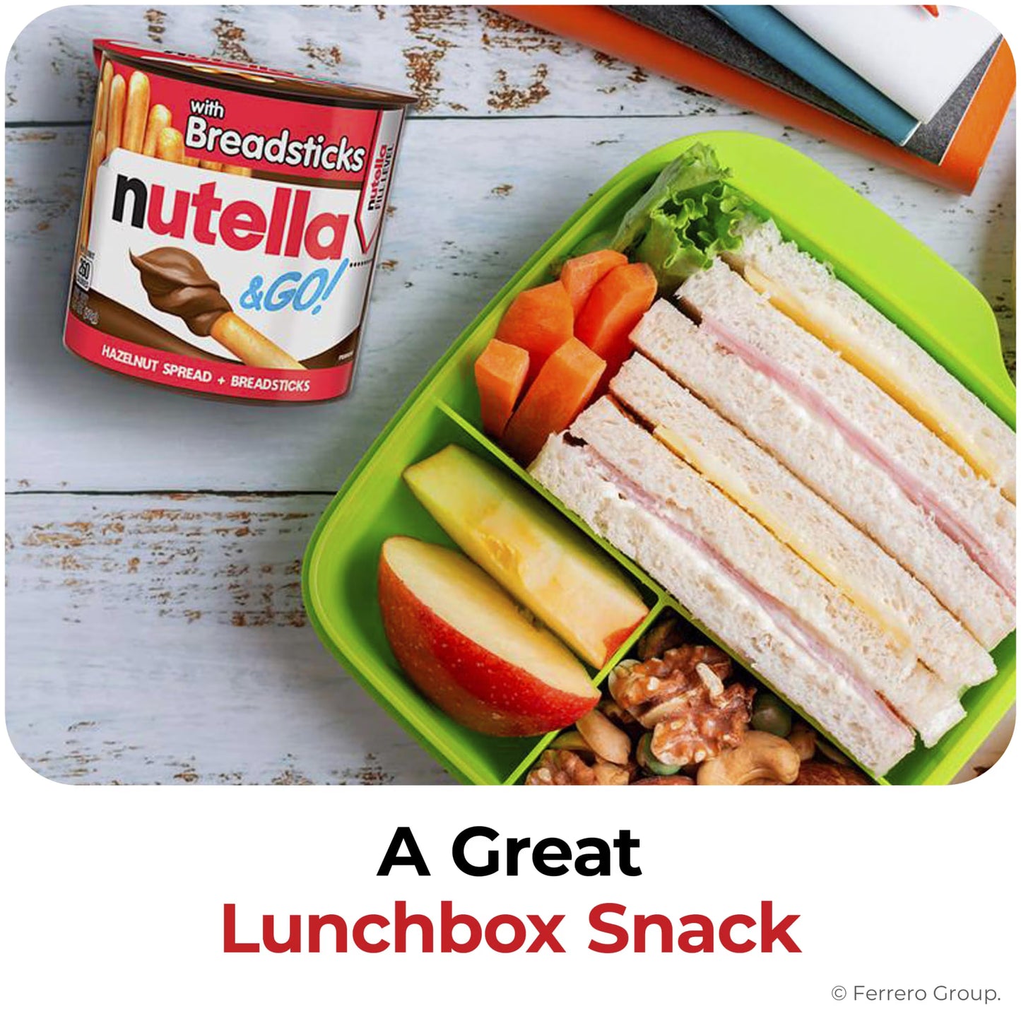 Nutella & GO! Chocolate Hazelnut Spread with Cocoa + Breadsticks, 4 Snack Packs, 1.8 oz Each