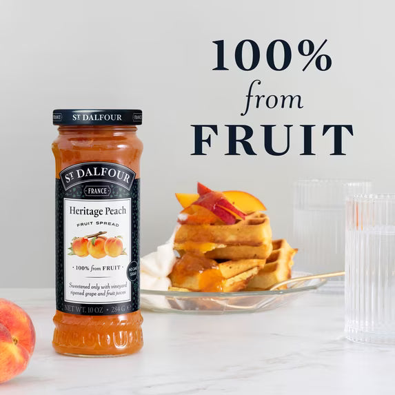 (2 pack) St Dalfour Heritage Peach Fruit Spread, 100% from Fruit, Vegan & Gluten Free, 10 oz Jar