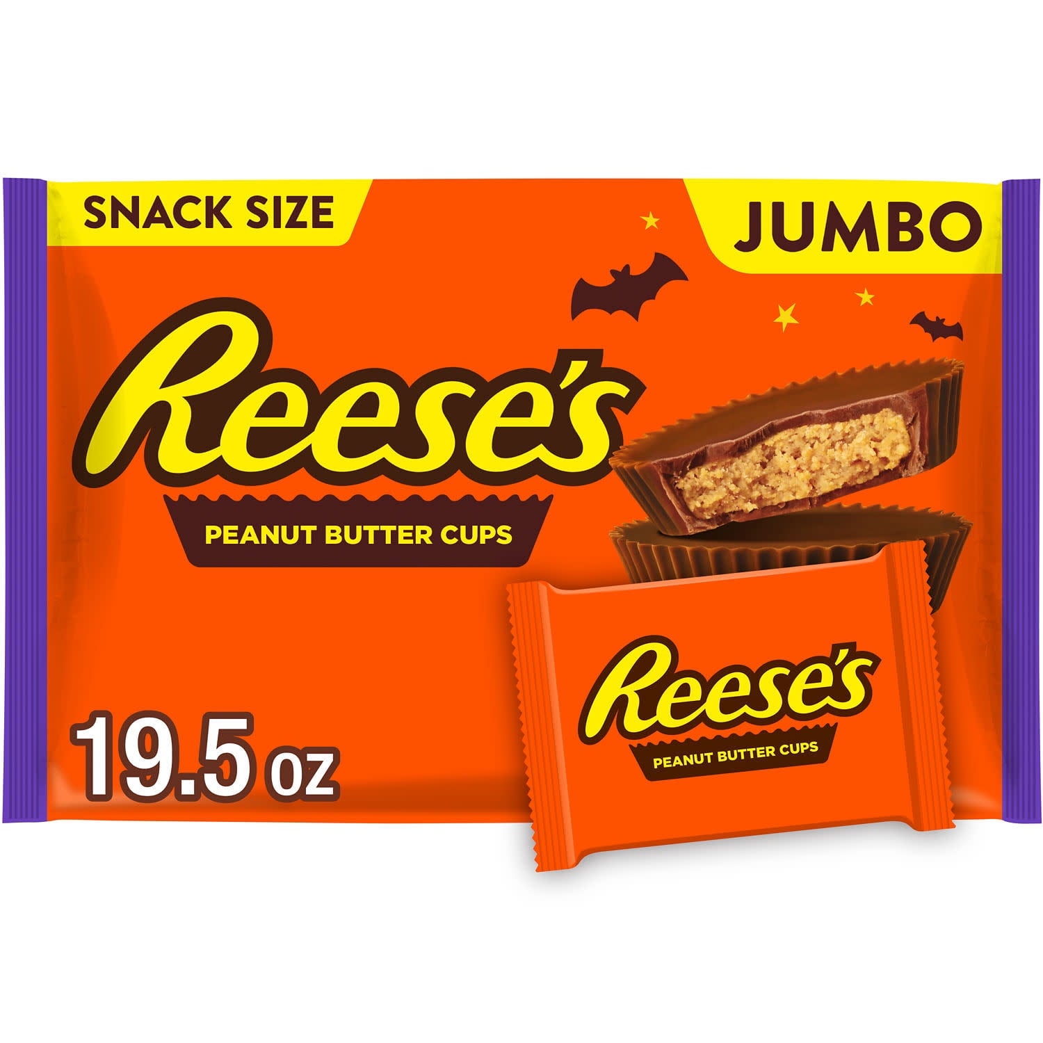 Reese's Milk Chocolate Snack Size Peanut Butter Cups, Halloween Candy Jumbo Bag, 19.5 oz