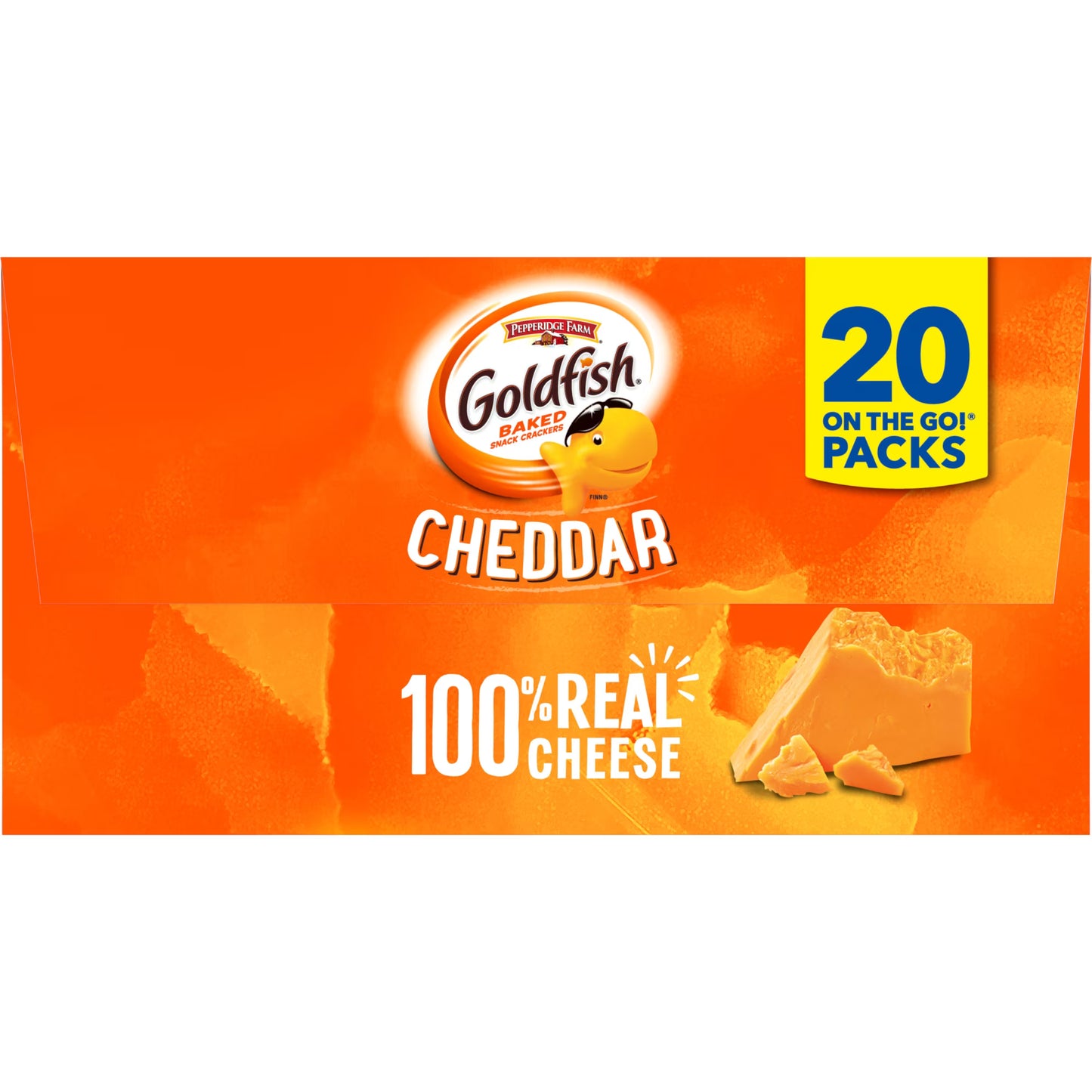 Goldfish Cheddar Cheese Crackers, Baked Snack Crackers, 1 oz on-The-Go Snack Packs, 20 Count Box