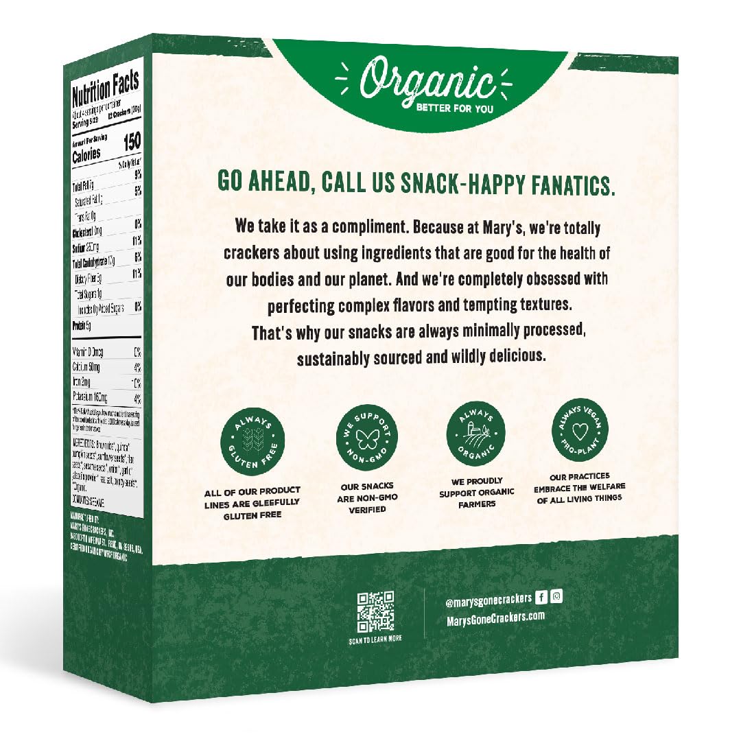 Mary's Gone Crackers Super Seed Crackers, Jalapeno, 4 Ounce (Pack of 1), Organic Plant Based Protein, Gluten Free