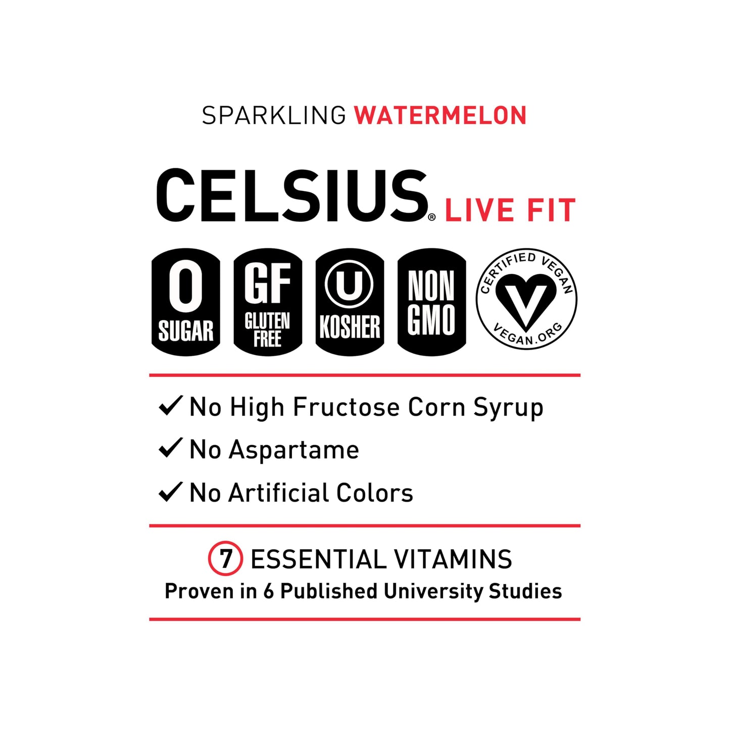 CELSIUS Sparkling Watermelon, Sugar Free Energy Drink, 12 Fl Oz (Pack of 12)