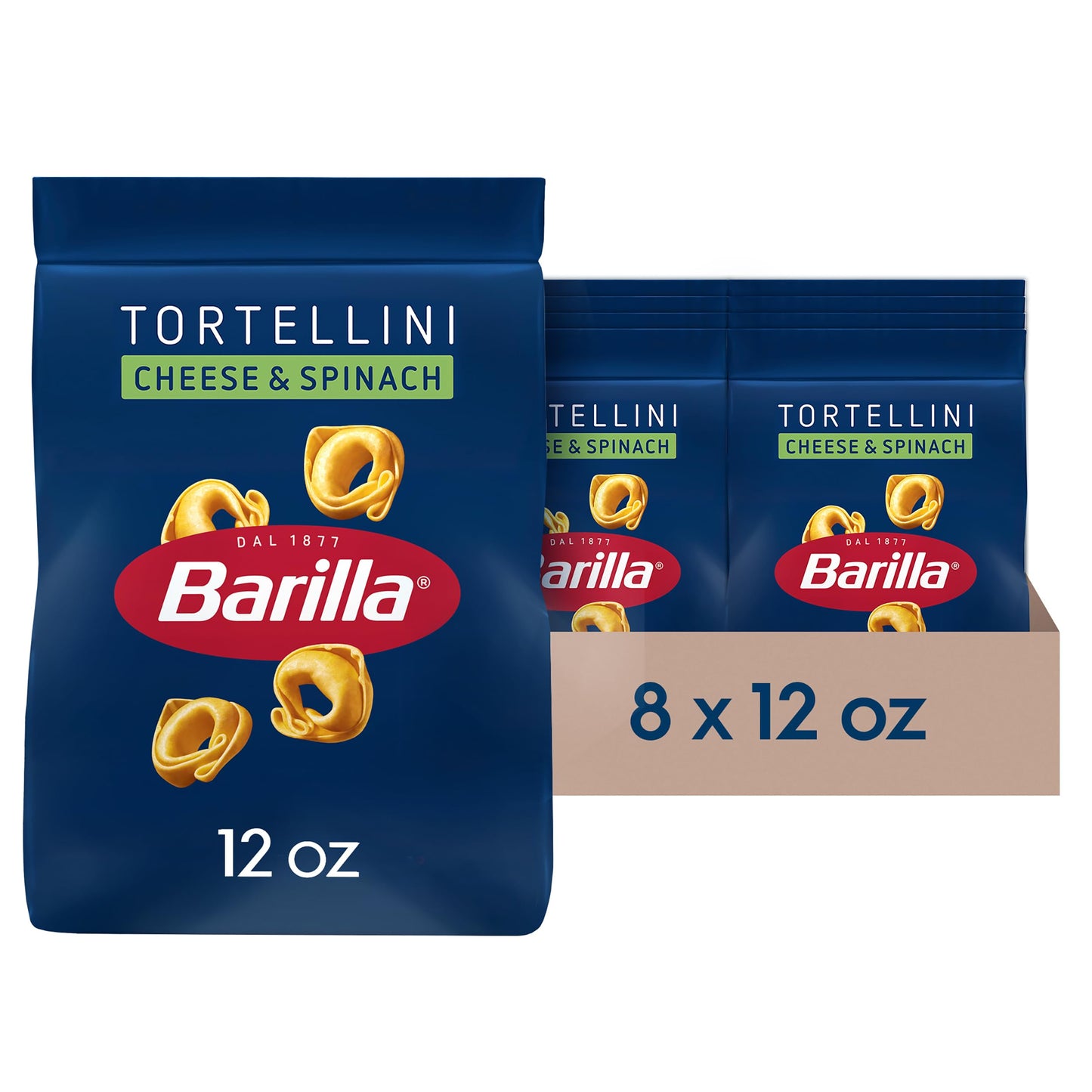 (4 pack) Barilla Classic Non-GMO, Filled Cheese and Spinach Tortellini Pasta, 12 oz