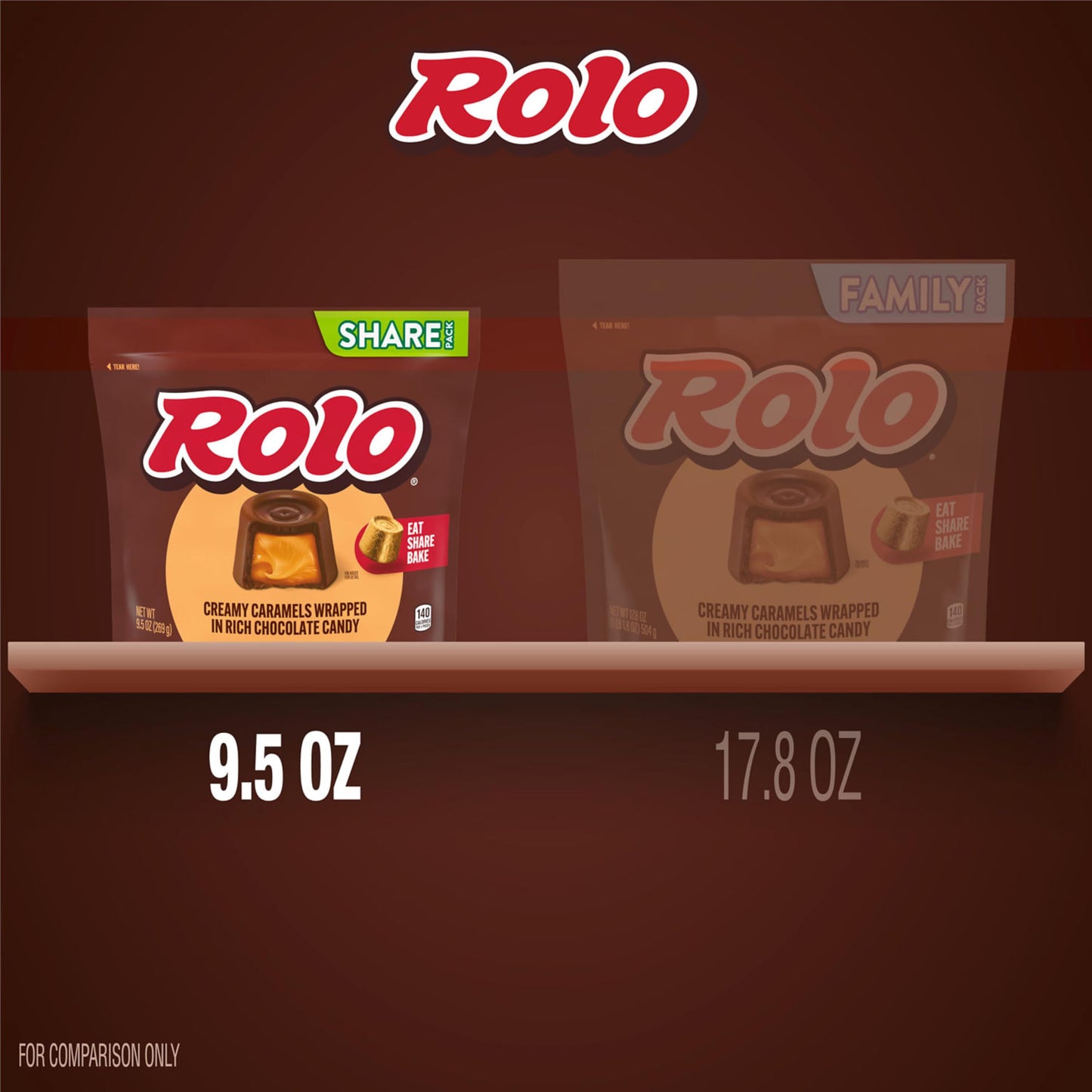 Rolo, Rich Chocolate Caramels Candy Share Pack, 9.5 Ounce