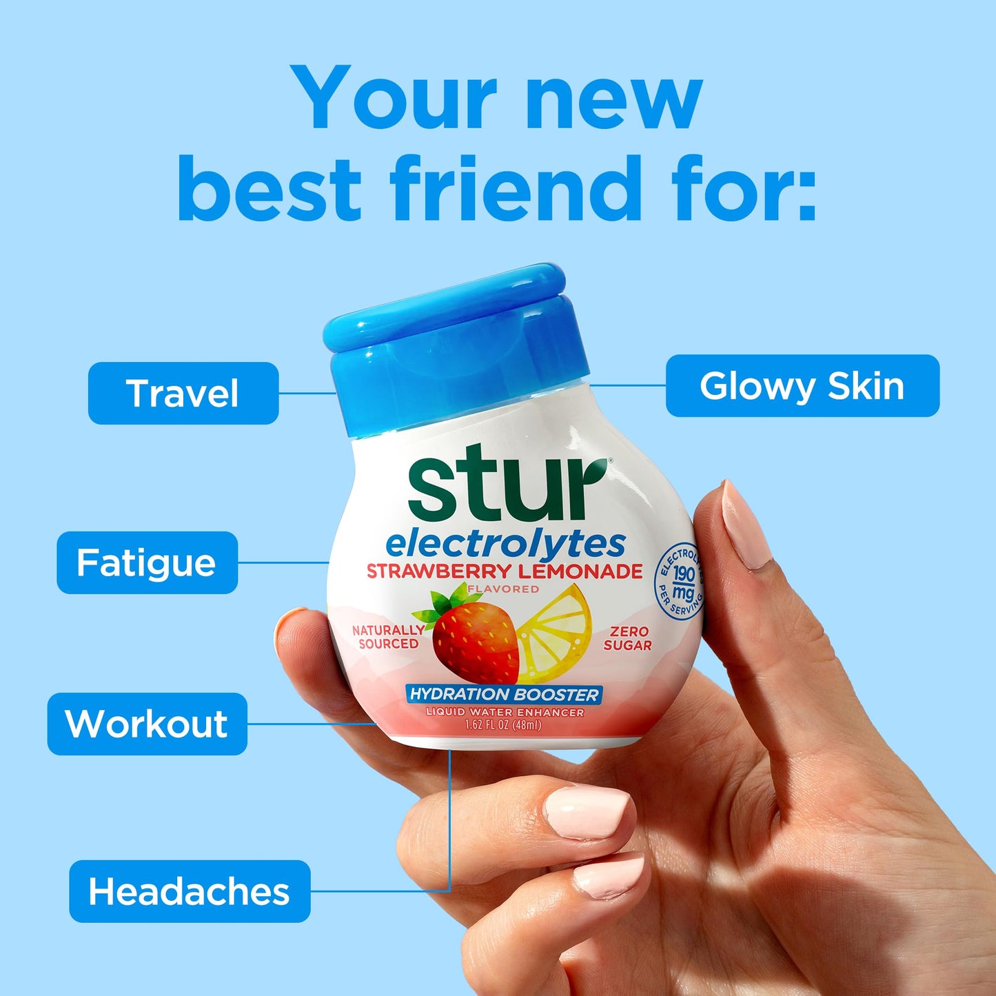 Stur Liquid Water Enhancer | Electrolyte Variety Pack | Naturally Sweetened | High in Antioxidant Vitamin C | Sugar Free | Zero Calories | Keto | Vegan | 5 Bottles, Makes 90 Drinks