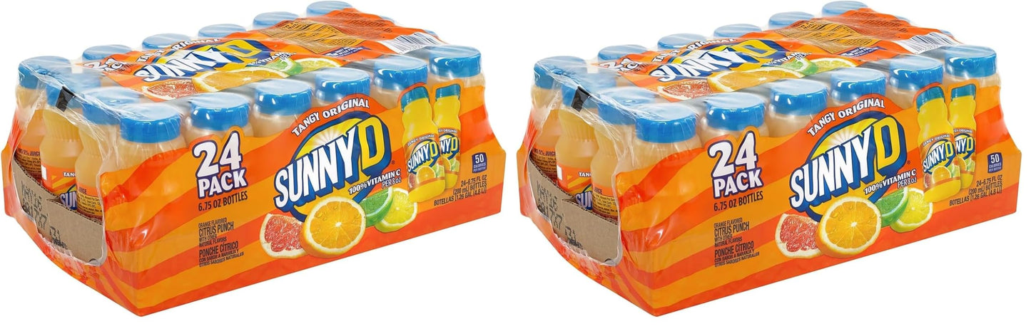 SunnyD Tangy Original Orange Flavored Citrus Punch,6.75 Fluid Ounce, bottle (Pack of 48)