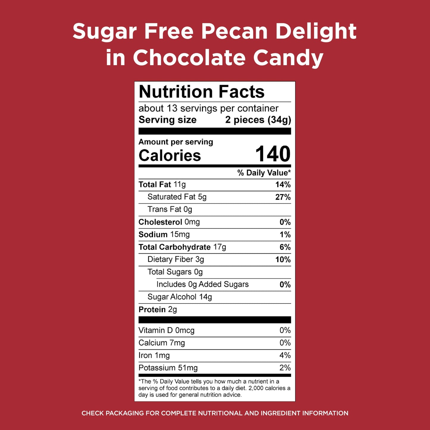 RUSSELL STOVER Sugar Free Pecan Delight Chocolate Candy, 15.5 oz. bag