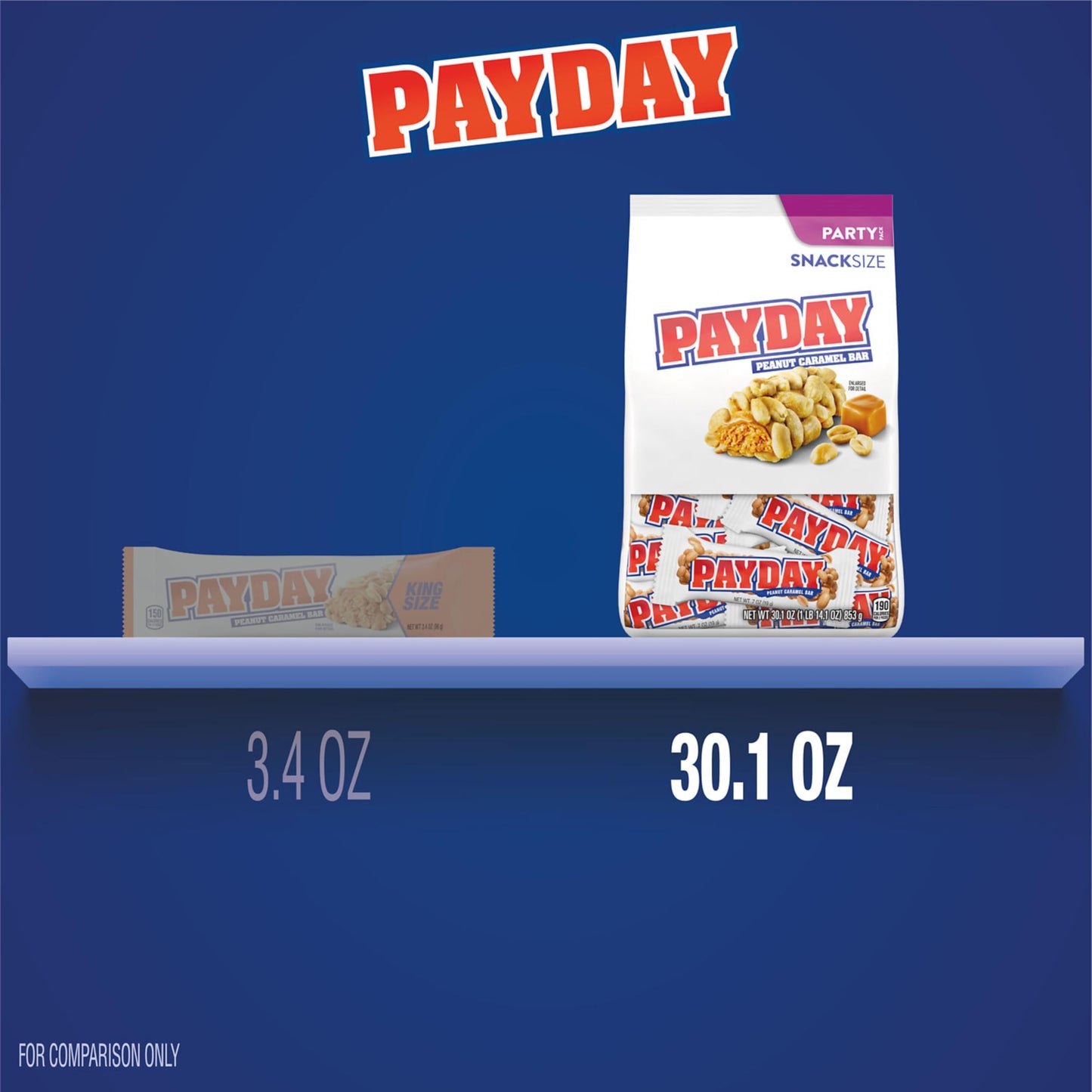PAYDAY Peanut Caramel Snack Size Candy Party Pack, 30.1 oz