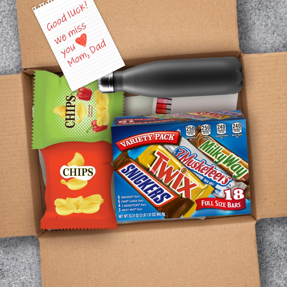 SNICKERS, TWIX, 3 MUSKETEERS, MILKY WAY Full Size Back to School Chocolate Bar Variety Pack, 18 ct Bulk Candy Box