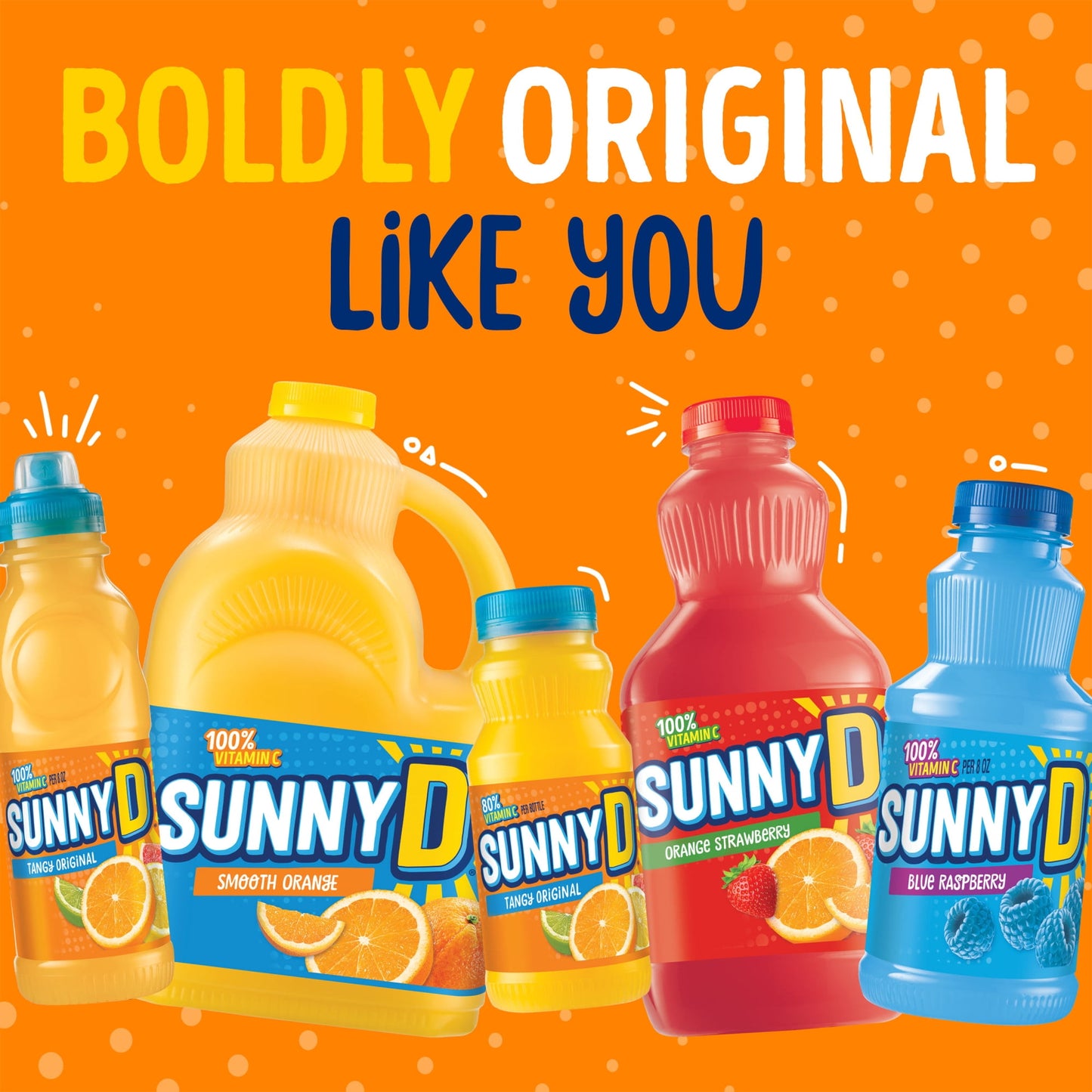 SUNNYD Fruit Punch Shelf Stable Juice Drink, 18 Count, 6.75 fl oz Bottles