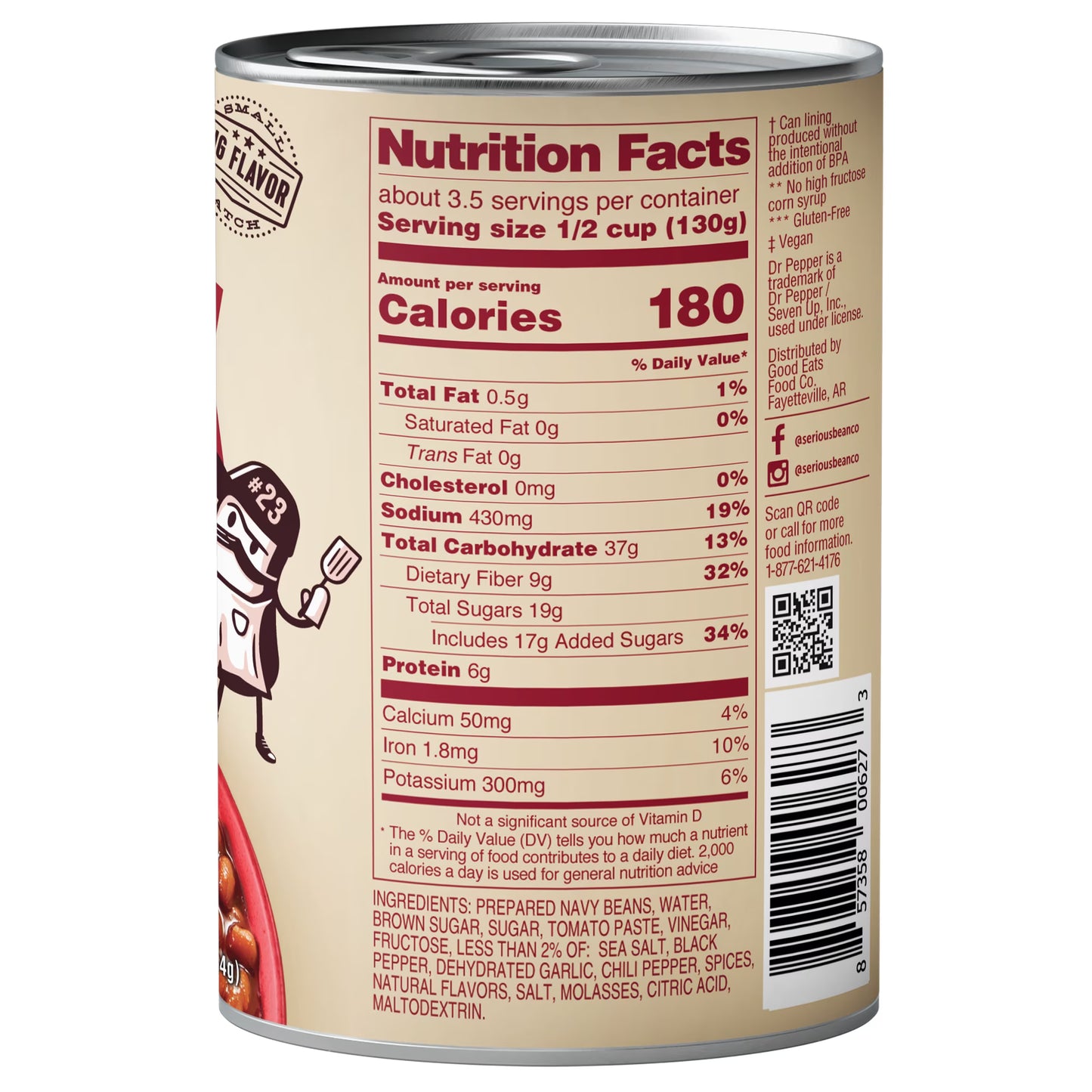 SERIOUS Bean Co Sweet and a Bit Sassy Dr Pepper Baked Beans, 4-pack of 16 Oz Cans