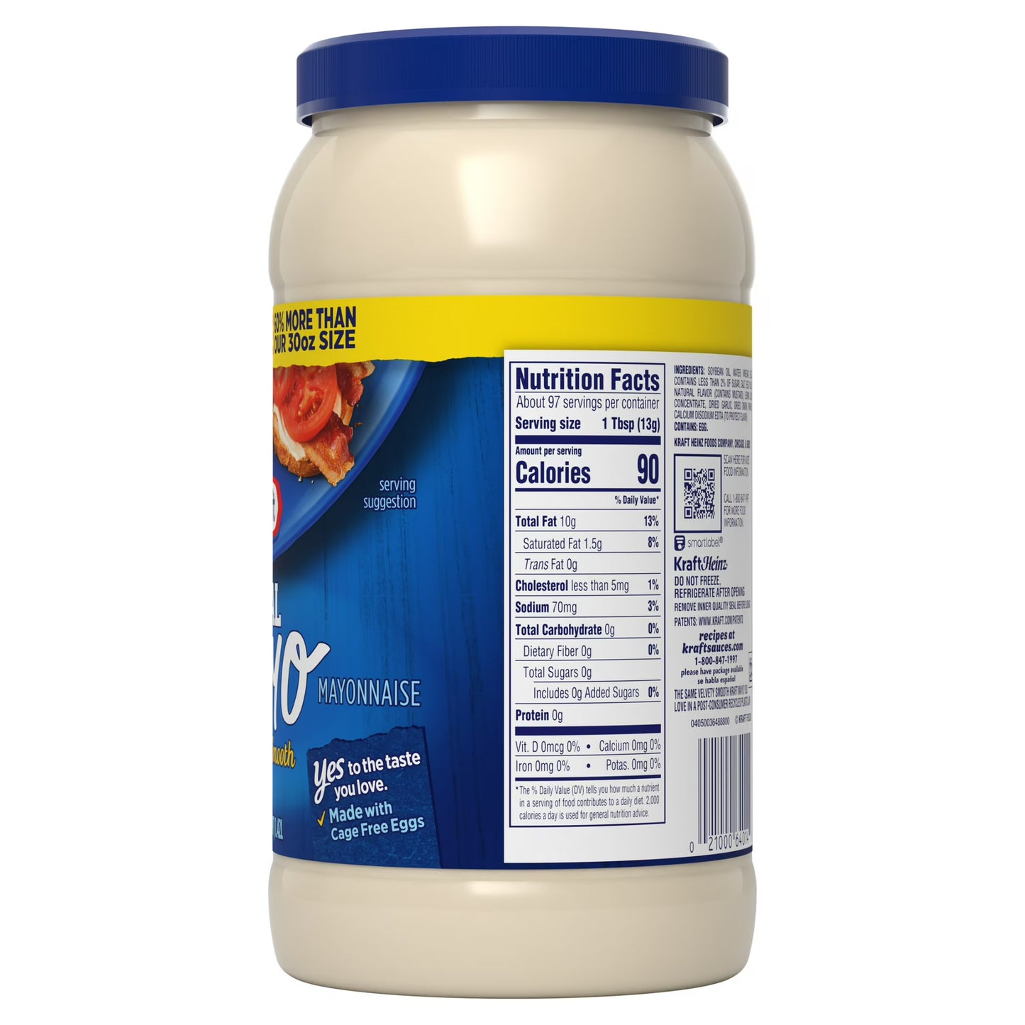 Kraft Real Mayo Creamy & Smooth Mayonnaise, 48 fl oz Jar