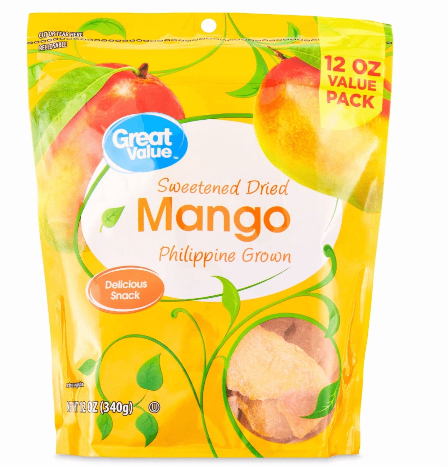 SWEETENED MANGO GREAT VALUE BAG 12 OZ
