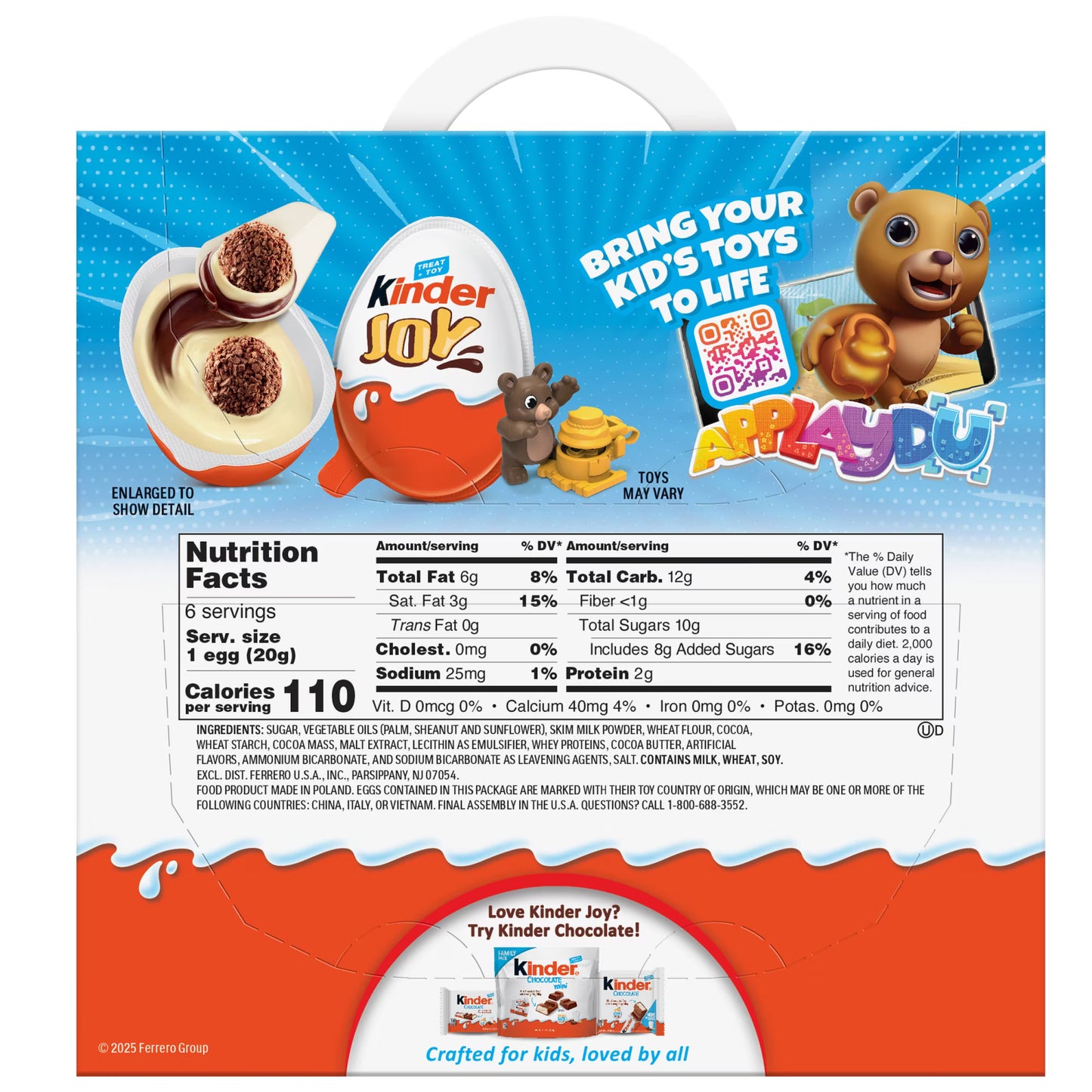 Kinder Joy Eggs, 6 Count, Treat Plus Toy, Sweet Creams and Chocolatey Wafers, Individually Wrapped, 4.2 oz