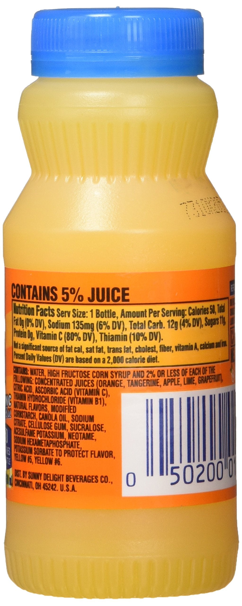 SunnyD Tangy Original Orange Flavored Citrus Punch,6.75 Fluid Ounce, bottle (Pack of 48)