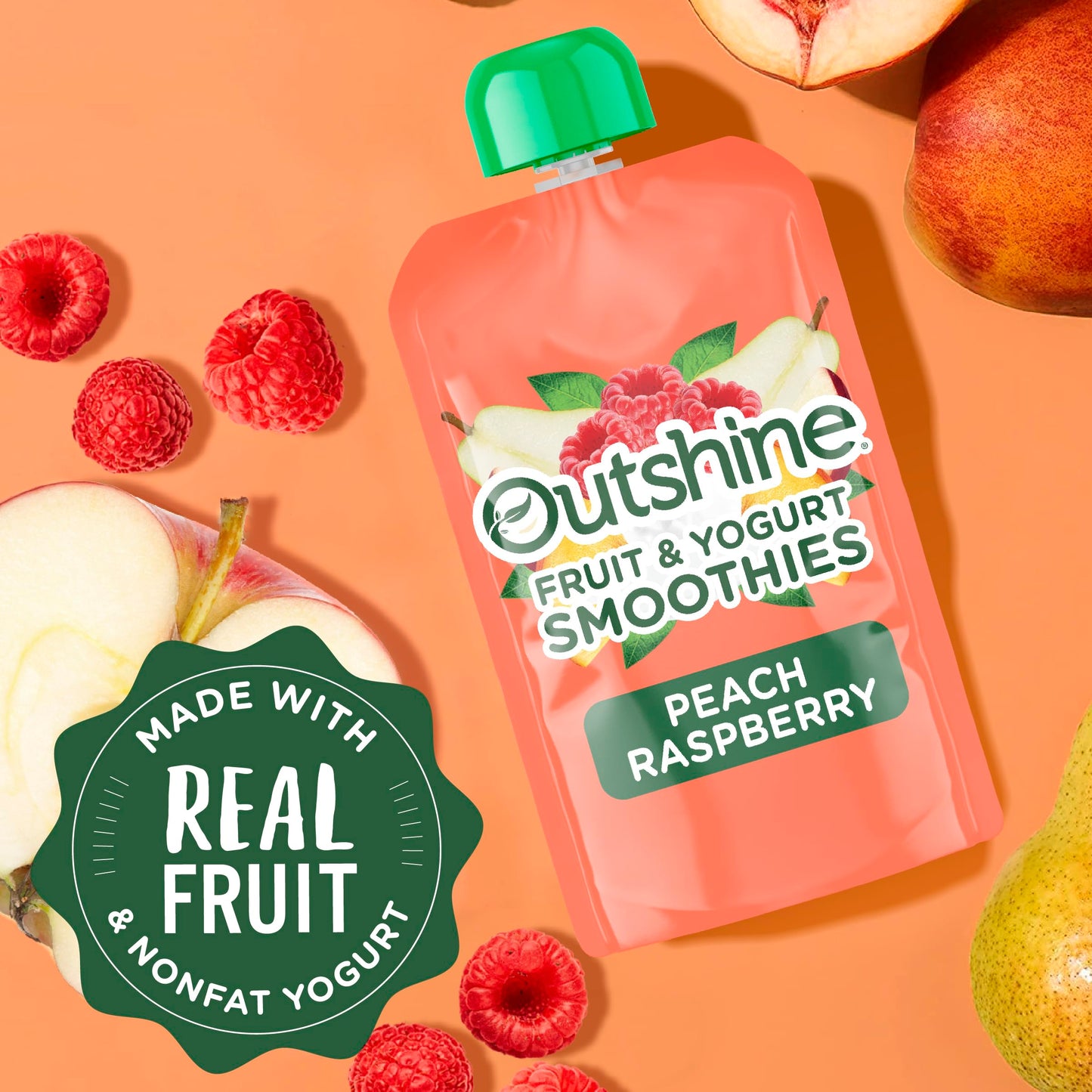 Outshine Fruit and Yogurt On the Go Smoothie Snacks, Blueberry Pear and Peach Raspberry Variety Pack, 3.5 oz Pouches (10 Pack)
