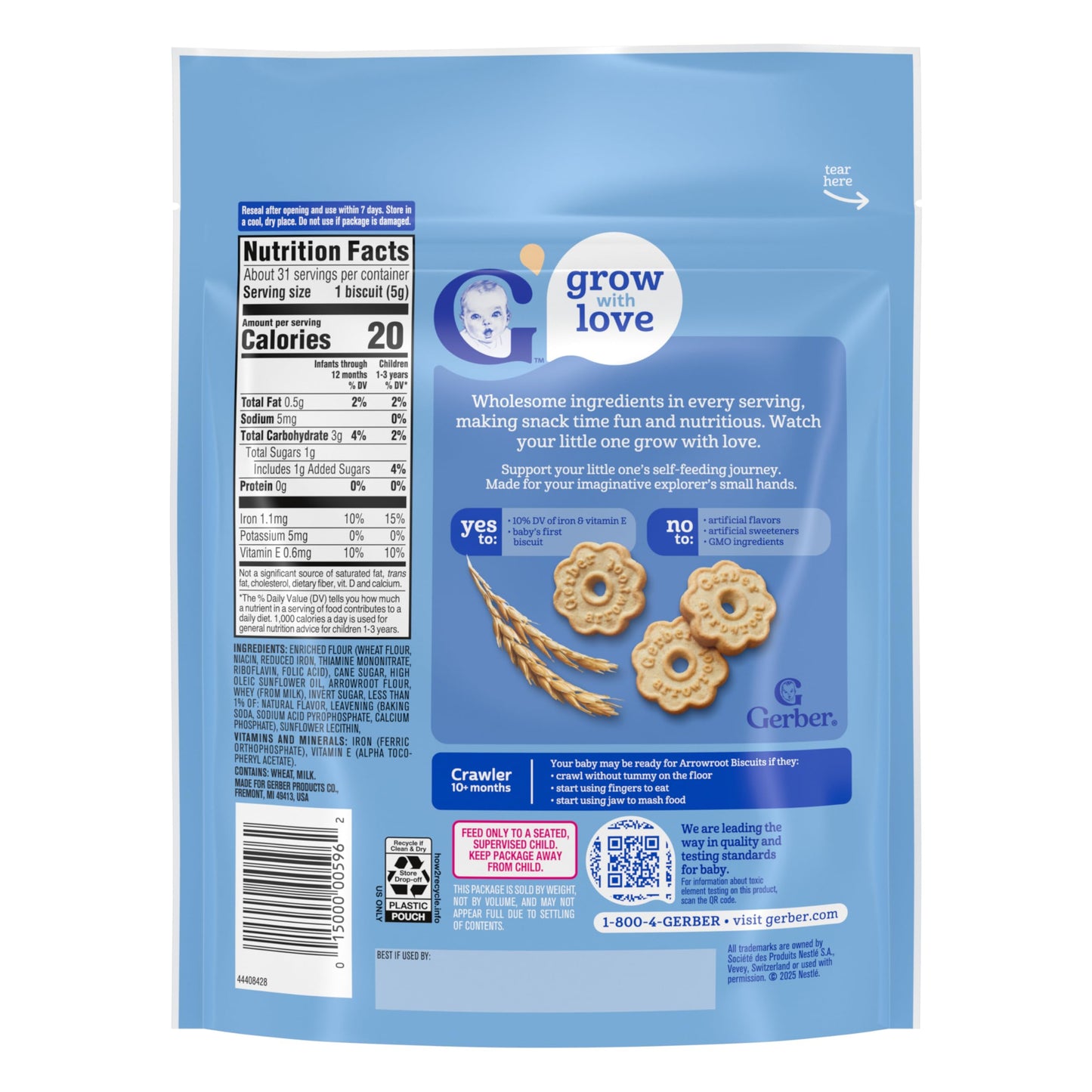 Gerber Arrowroot Biscuits Toddler Snack, 5.5 Oz, 4 Pack