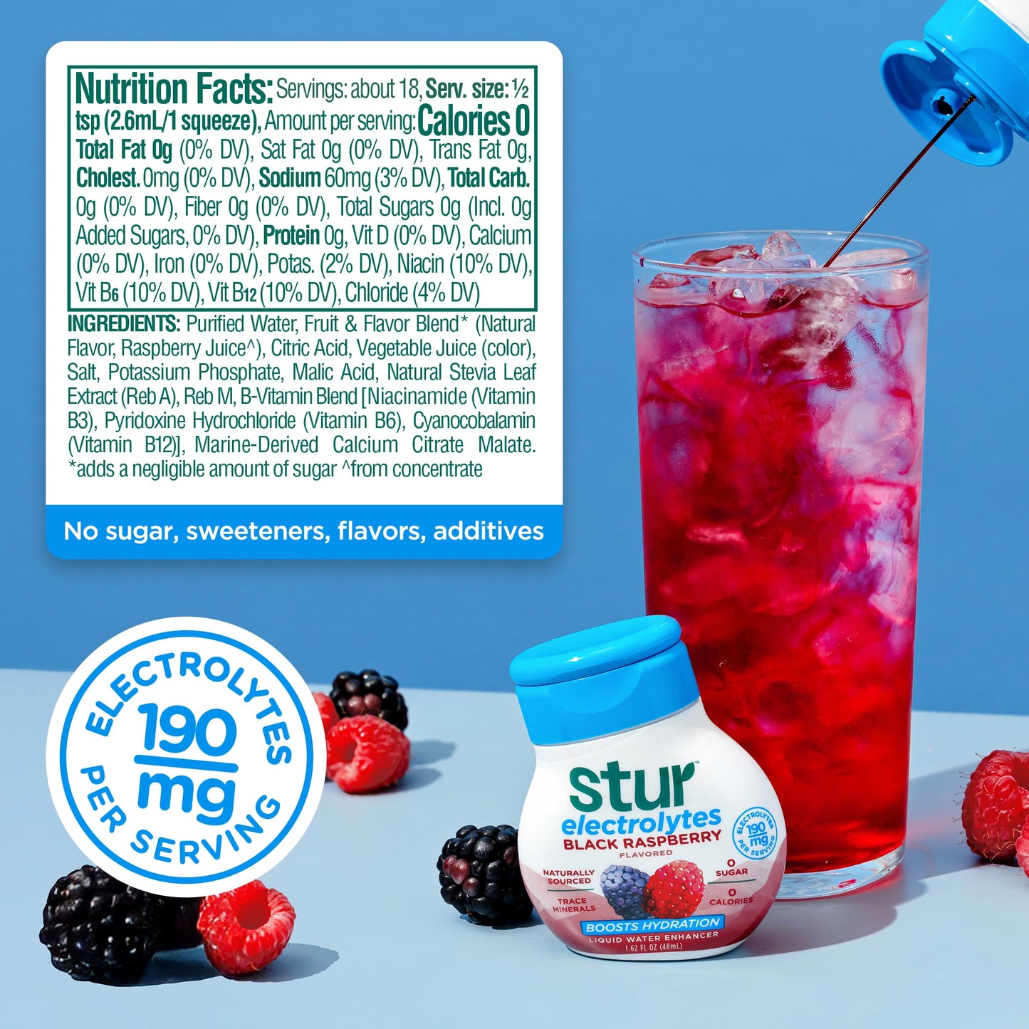 Stur Liquid Water Enhancer | Electrolyte Variety Pack | Naturally Sweetened | High in Antioxidant Vitamin C | Sugar Free | Zero Calories | Keto | Vegan | 5 Bottles, Makes 90 Drinks