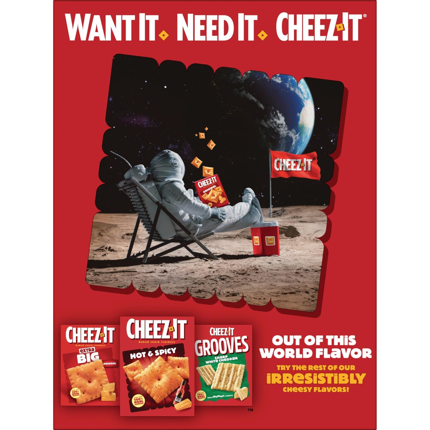 Cheez-It Cheese Crackers, Baked Snack Crackers, Lunch Snacks, Family Size, Extra Cheesy, 21oz Box (1 Box)