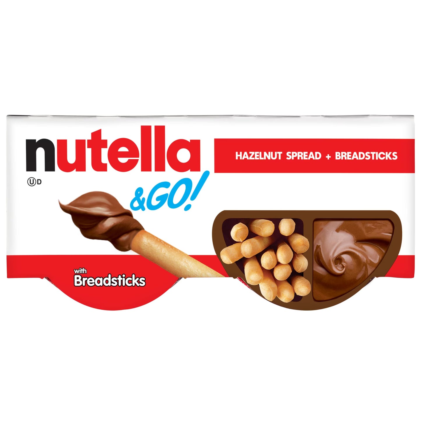 Nutella & GO! Chocolate Hazelnut Spread with Cocoa + Breadsticks, 4 Snack Packs, 1.8 oz Each