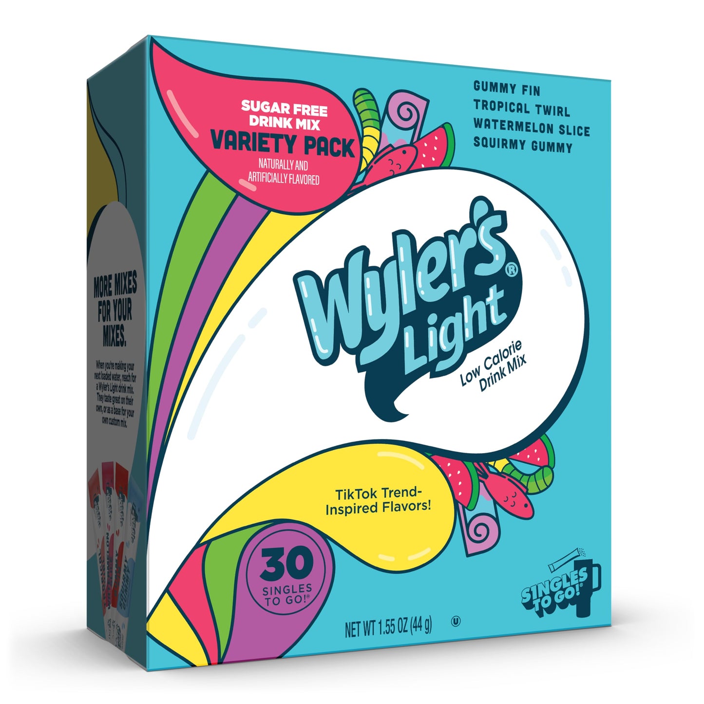 Wyler's Light Singles To Go Drink Mix, Gummy Candy Variety Pack, 30 Packets