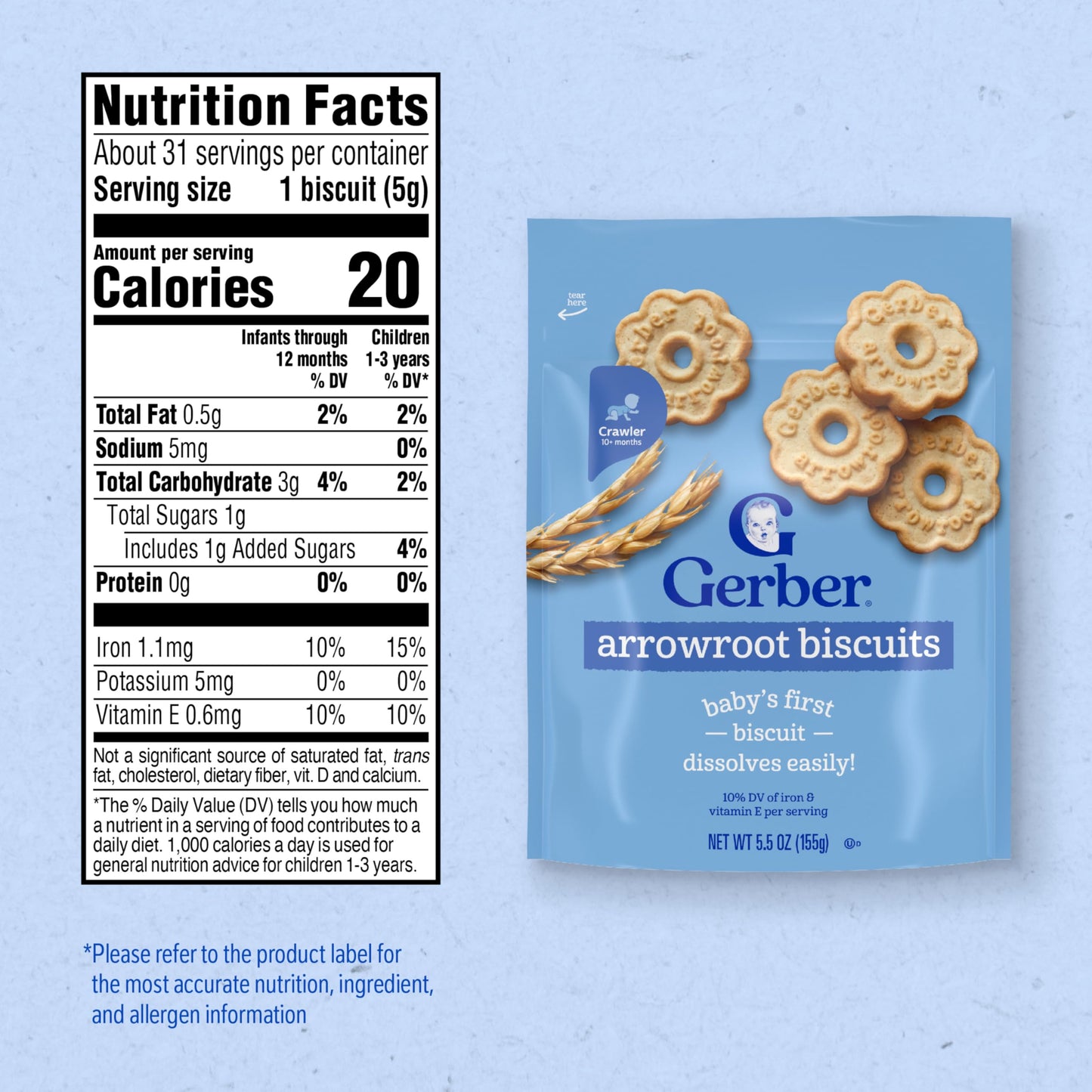 Gerber Arrowroot Biscuits Toddler Snack, 5.5 Oz, 4 Pack