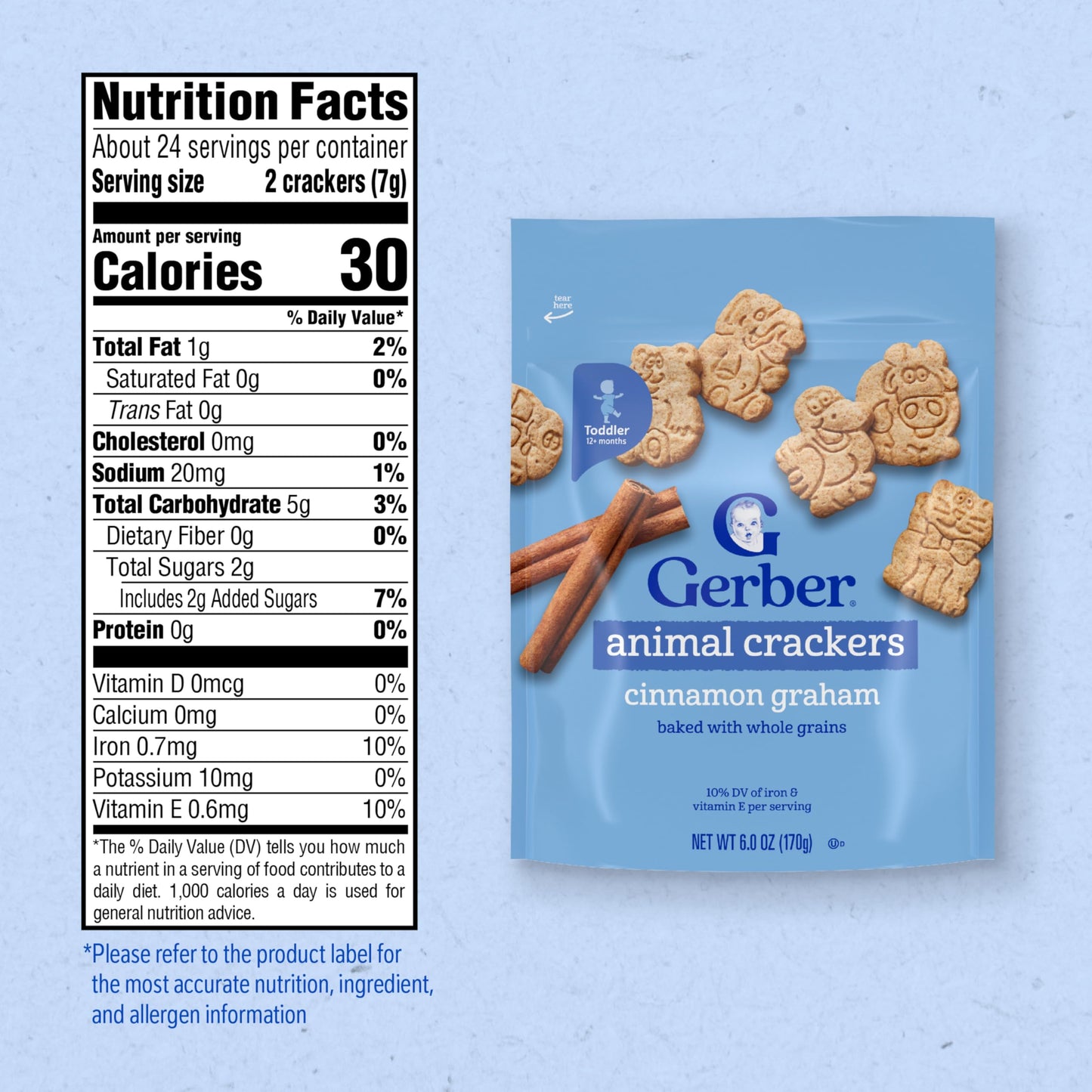 Gerber Toddler Cinnamon Graham Animal Crackers, 6 Oz, 4 Pack