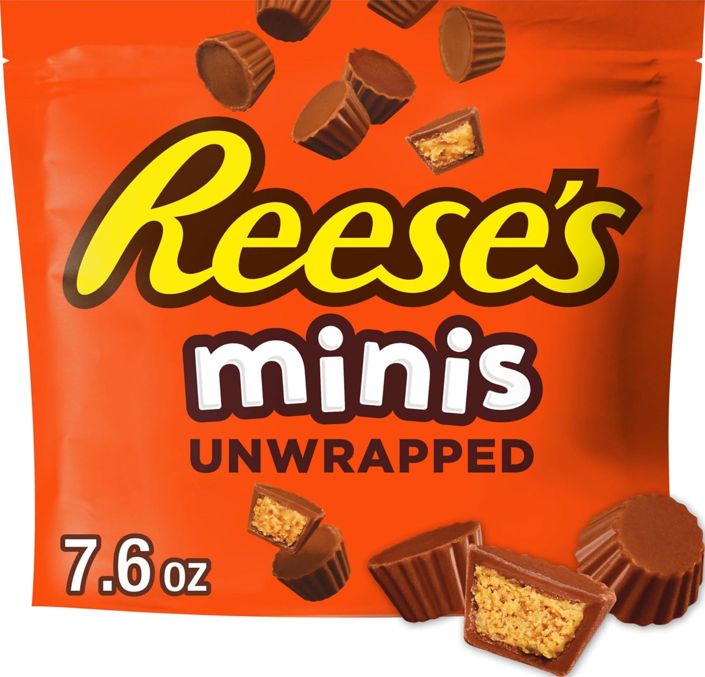 Reese's, Minis Milk Chocolate Unwrapped Peanut Butter Cups, Candy Bag, 7.6 Ounce