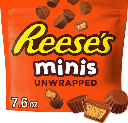 Reese's, Minis Milk Chocolate Unwrapped Peanut Butter Cups, Candy Bag, 7.6 Ounce