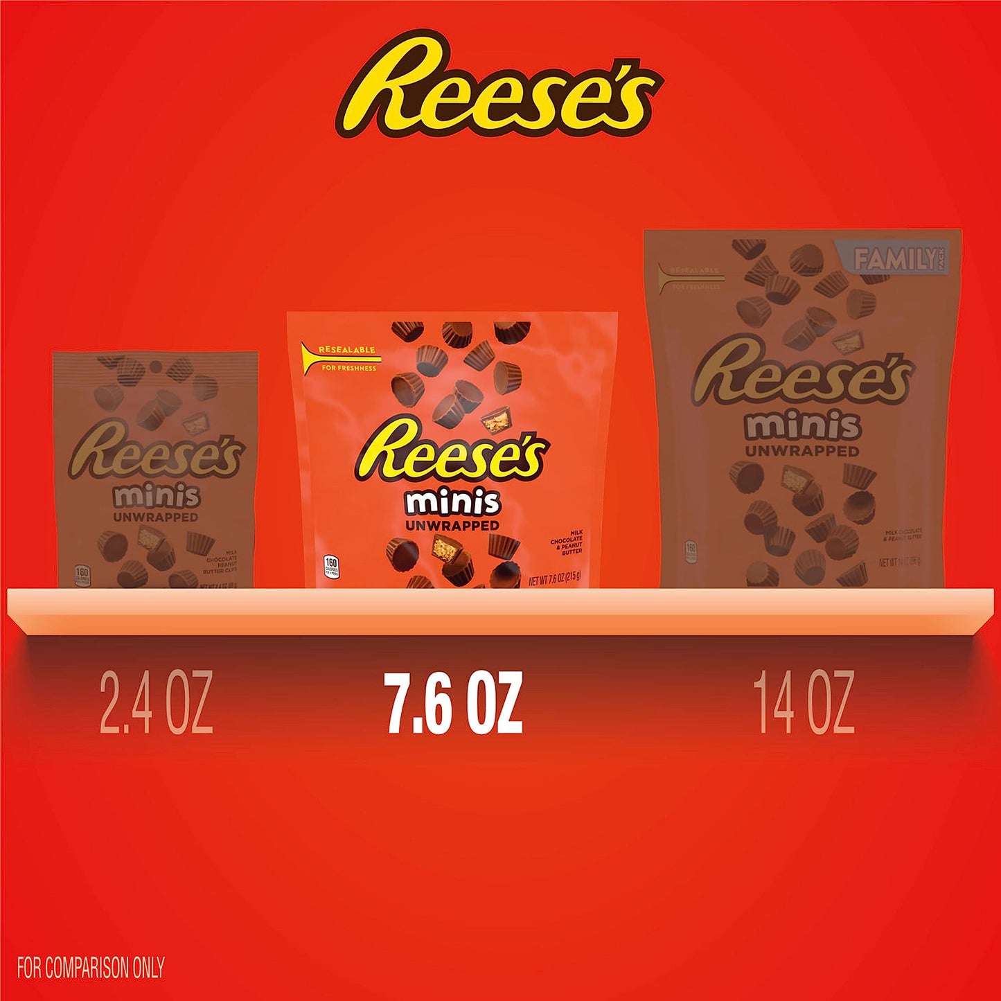 Reese's, Minis Milk Chocolate Unwrapped Peanut Butter Cups, Candy Bag, 7.6 Ounce