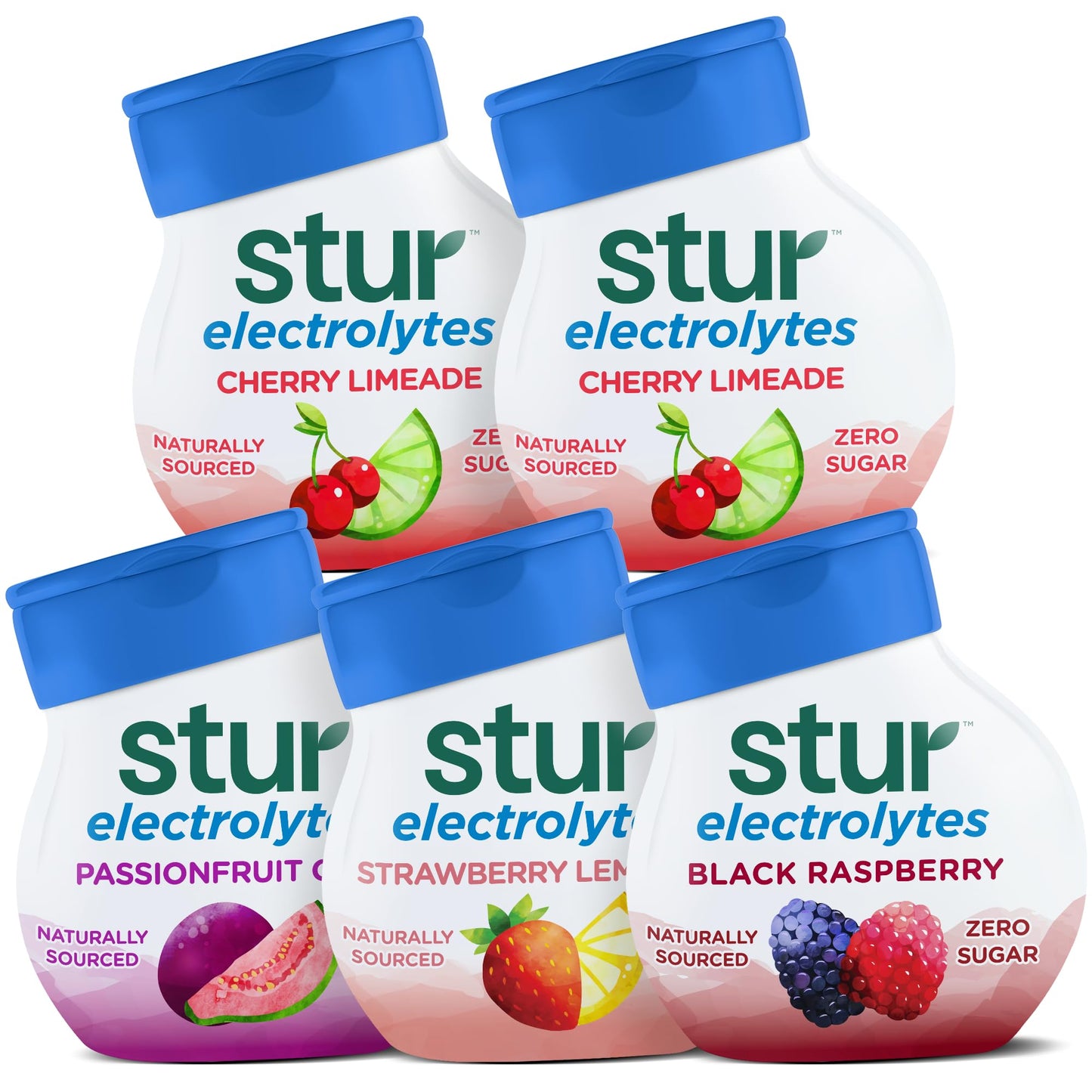 Stur Liquid Water Enhancer | Electrolyte Variety Pack | Naturally Sweetened | High in Antioxidant Vitamin C | Sugar Free | Zero Calories | Keto | Vegan | 5 Bottles, Makes 90 Drinks