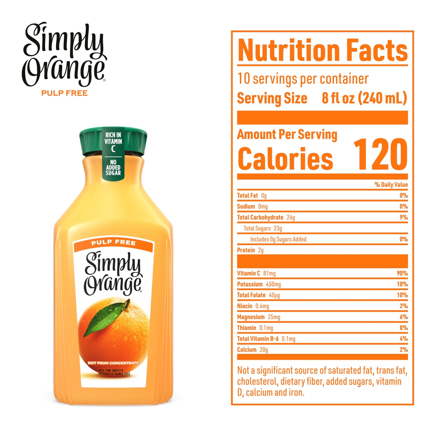 Simply Orange Pulp Free Orange Juice, 76 fl oz