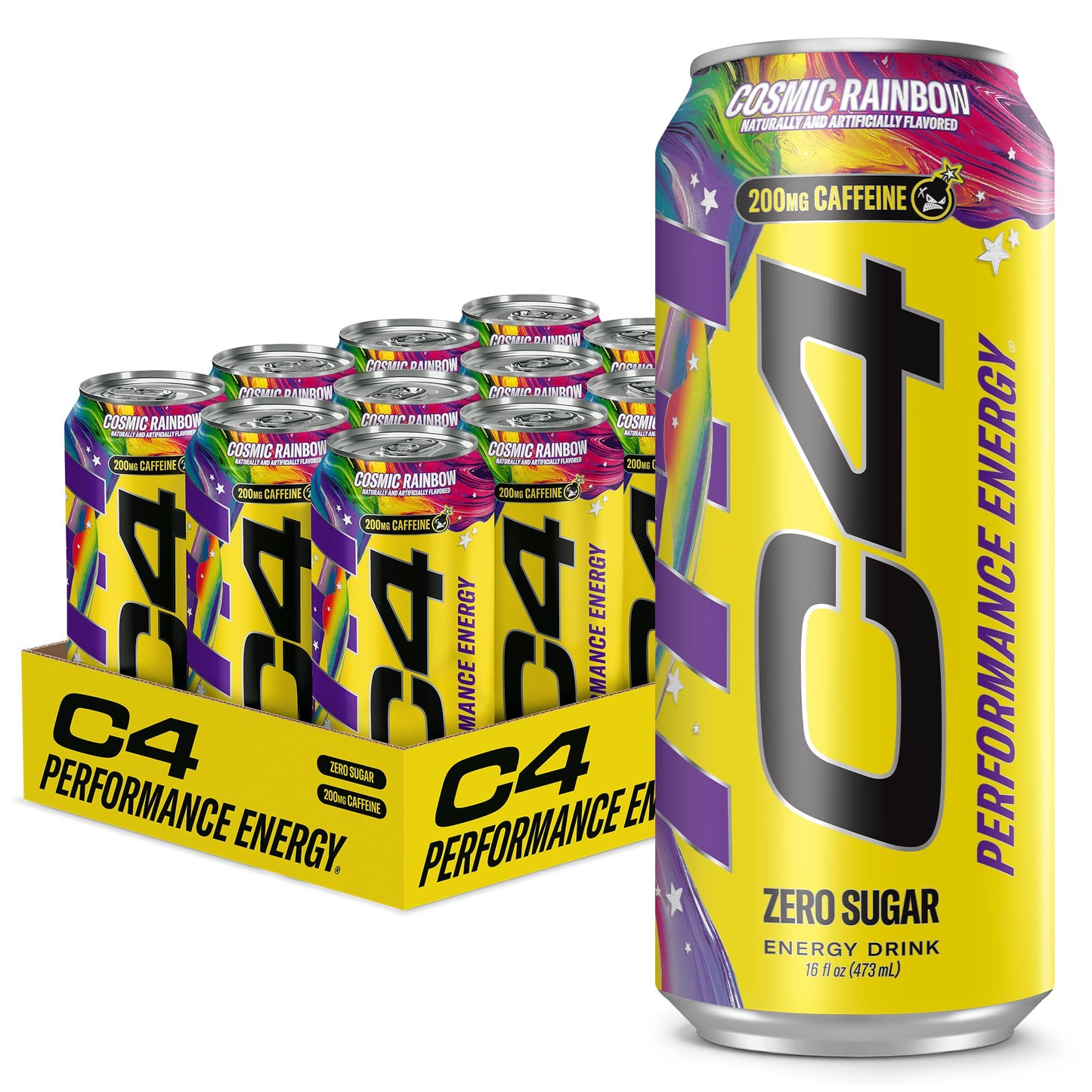 C4 Performance Energy Drink with Zero Sugar, 200mg Caffeine, 16 Fl Oz 12pk
