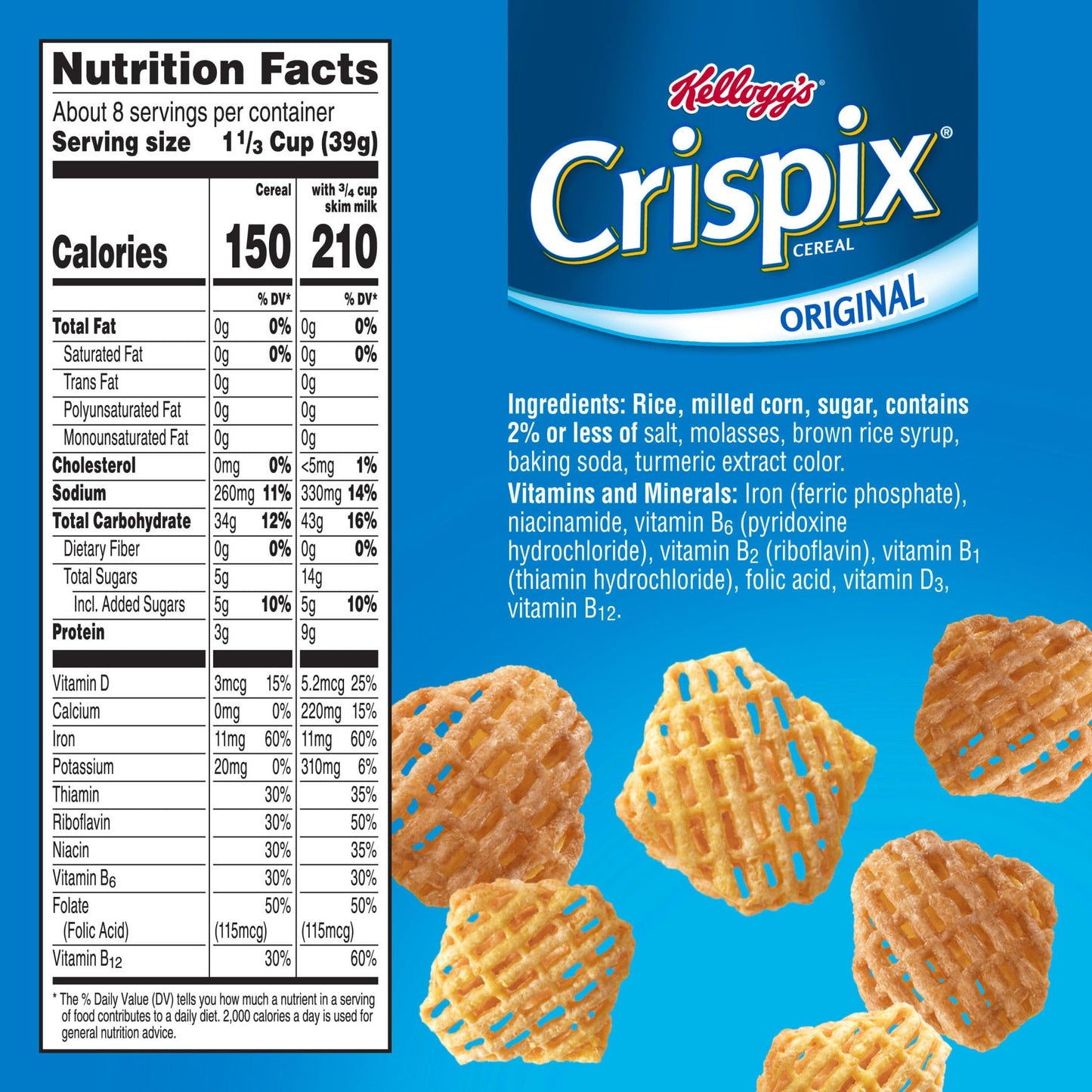 Kellogg's Crispix Original Large Size Breakfast Cereal 12 oz