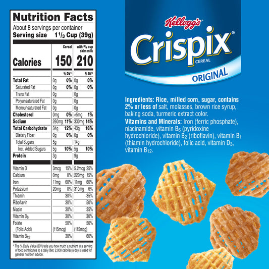 Kellogg's Crispix Original Large Size Breakfast Cereal 12 oz
