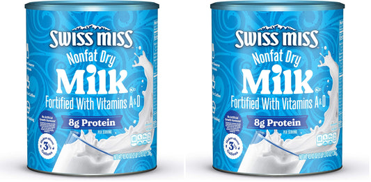 Swiss Miss Shelf Stable Nonfat Dry Powdered Milk, Hot Cocoa Bar Supplies, 45.43 oz. Canister – Fortified with Vitamins A and D, Excellent Source of Calcium (Pack of 2)