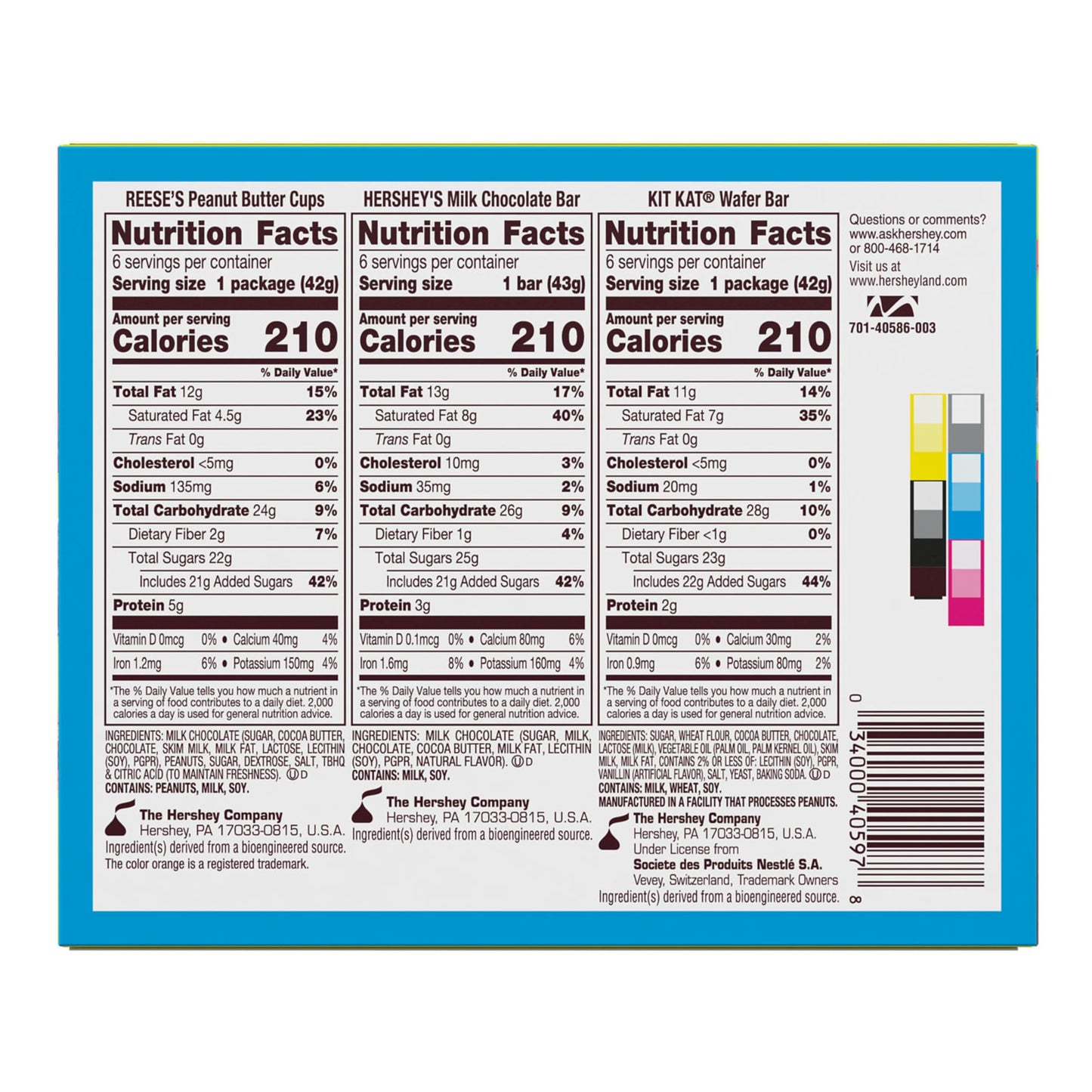 HERSHEY'S, KIT KAT and REESE'S Assorted Milk Chocolate Candy Variety Box, 27.3 oz (18 Pieces)