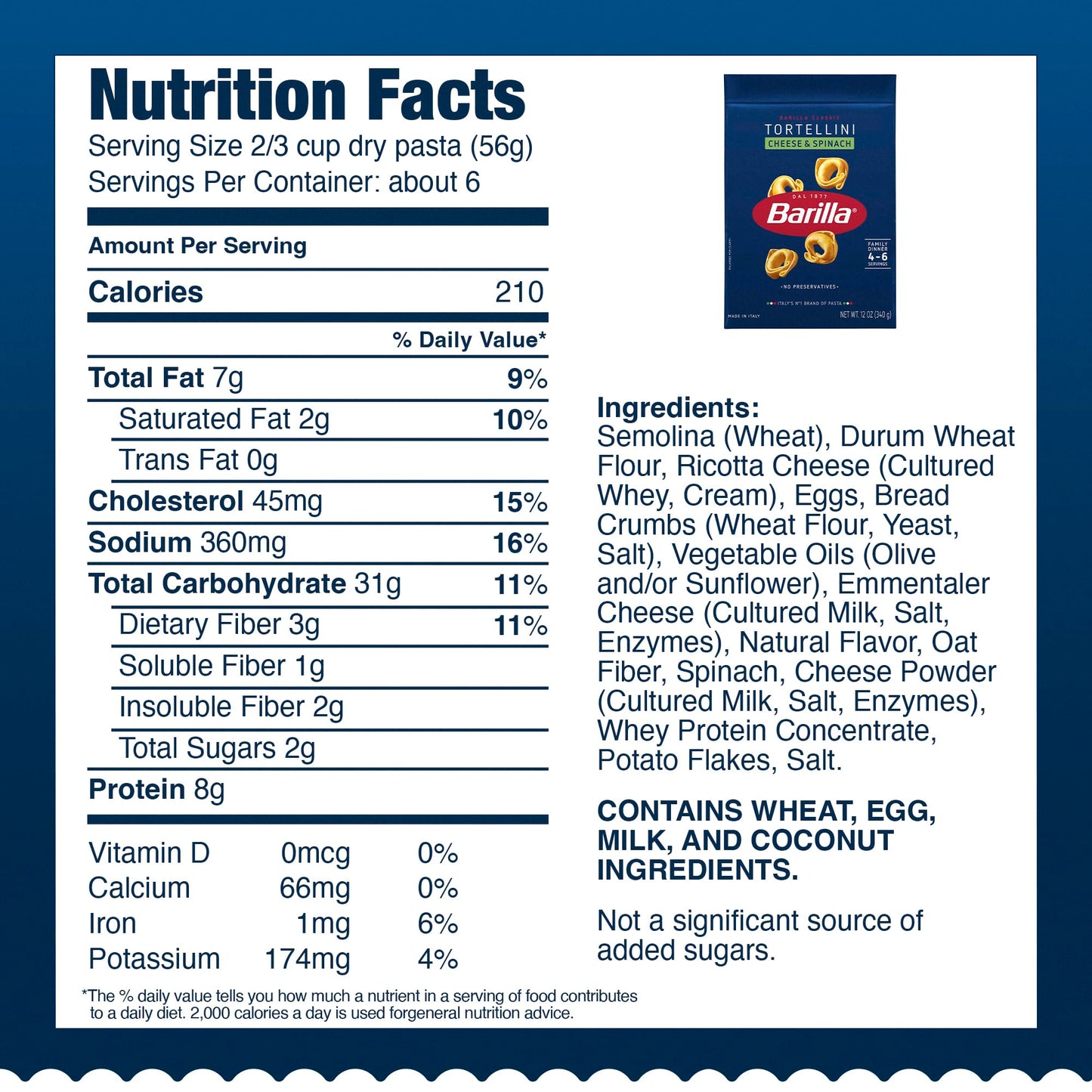 (4 pack) Barilla Classic Non-GMO, Filled Cheese and Spinach Tortellini Pasta, 12 oz